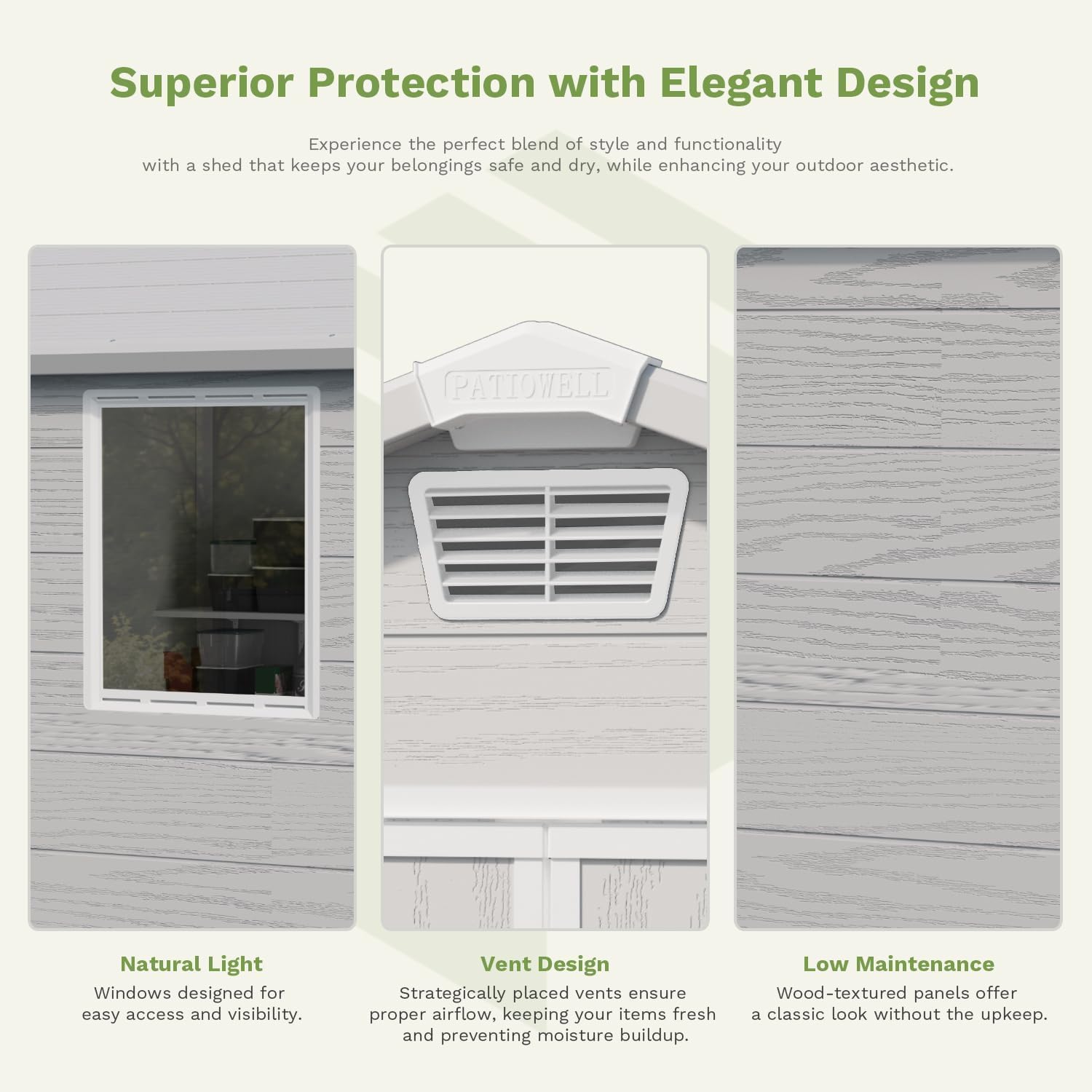 Patiowell 6x6 FT Outdoor Storage Shed construction details