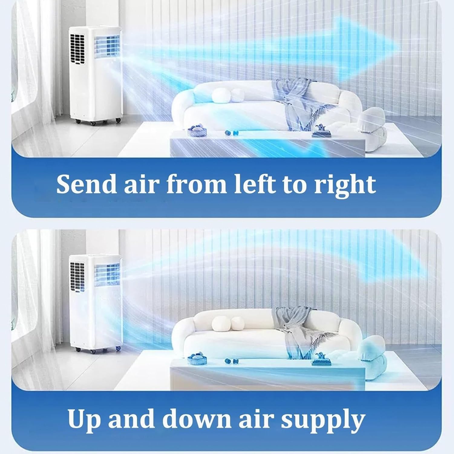 Aire Acondicionado Portátil 3 en 1 10000 BTU Enfriador con Deshumidificador, Temporizador 24H y Mando a Distancia, Función de Refrigeración por Compresor, sin C