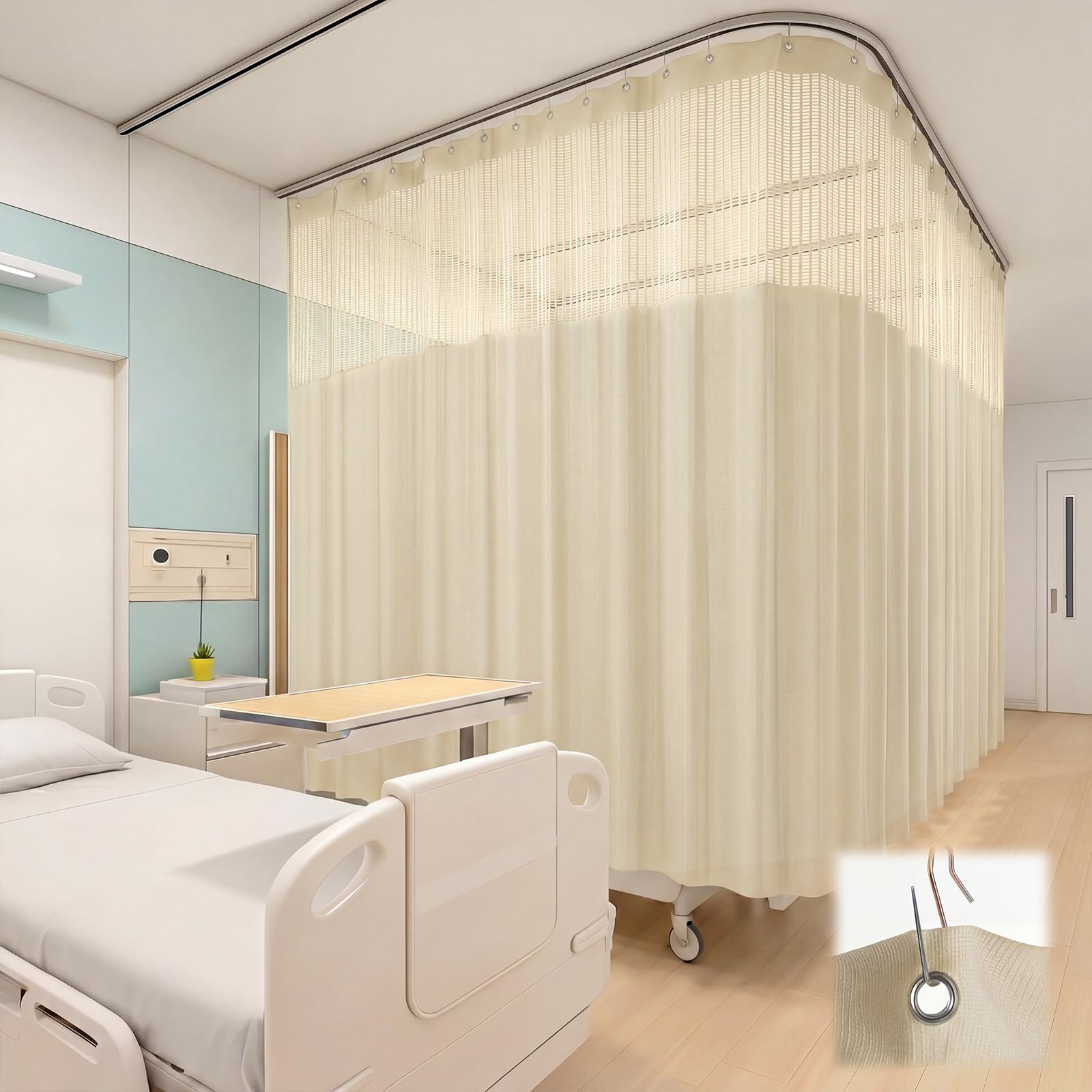 180"W X 84"L /15 X 7FT Hospital Curtains with Grommet Top