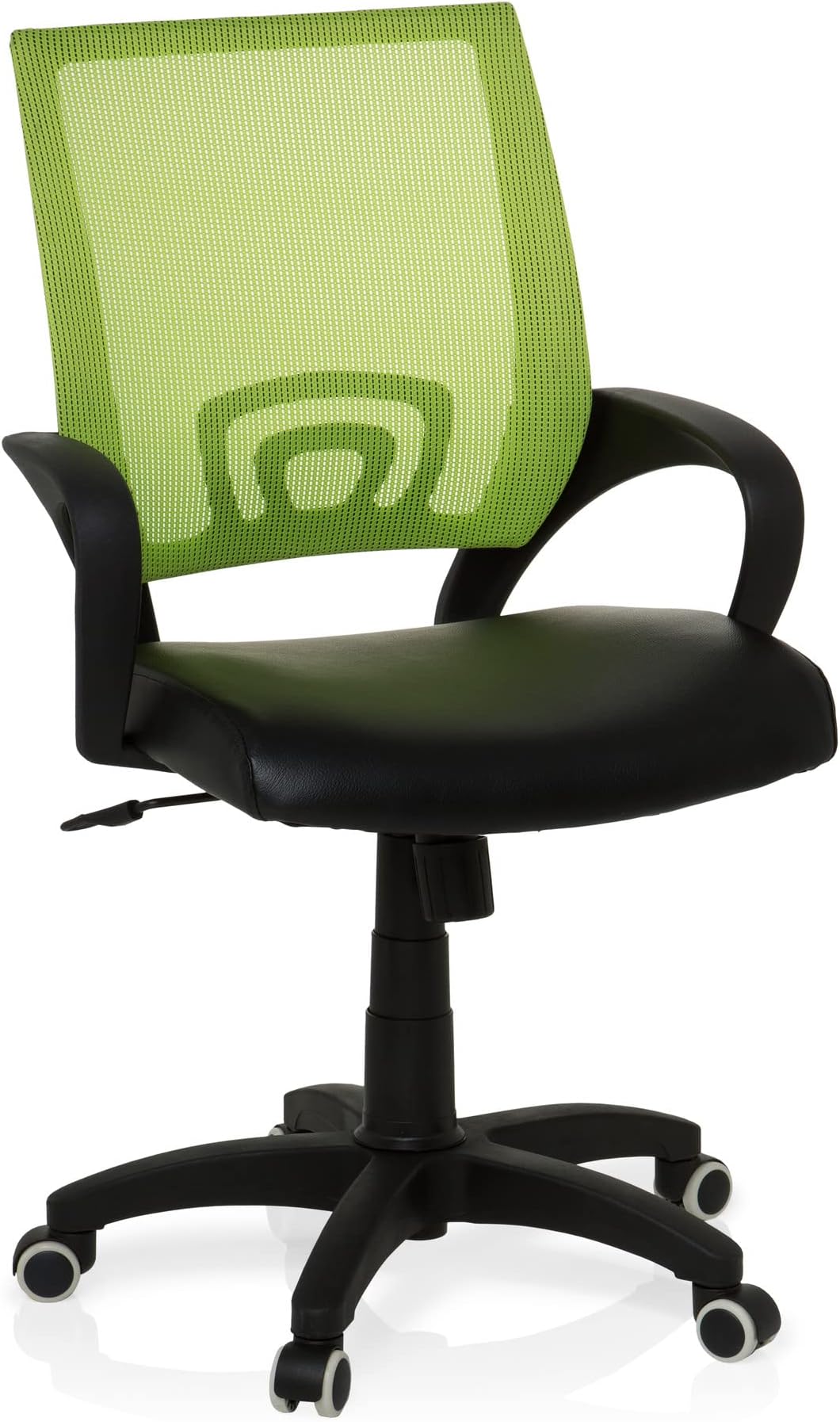 hjh OFFICE, 650445, Office chair, swivel chair, VISTO NET , green, faux leather and mesh, Comfortable ergonomic backrest with mesh, upholstered seat, reclining mechanism