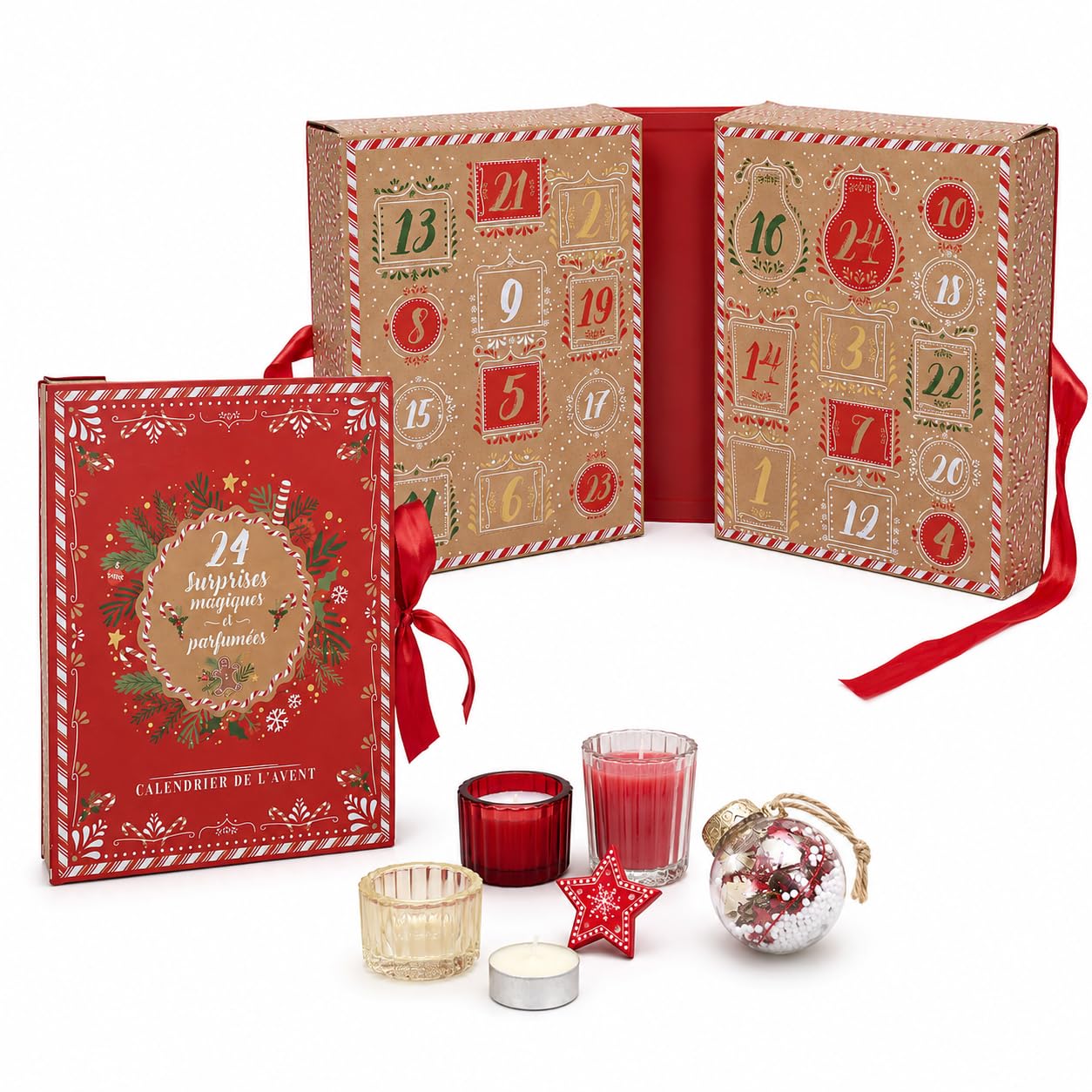 Calendario dell’Avvento con Candele Profumate – 24 Candele & Decorazioni Natalizie – Calendario dell’Avvento di Lusso per Donne – Idea Regalo di Natale – Idea Regalo di Natale