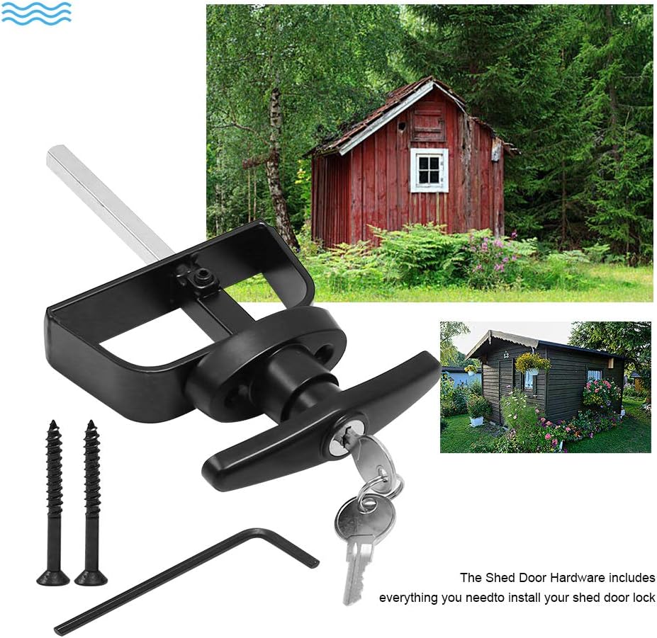 4-1/2" Stem Shed Door Lock Latch T Handle Lock Kit with 2 Keys and 2 Screws for Storage Gate Barn Shed Garage Door Lock
