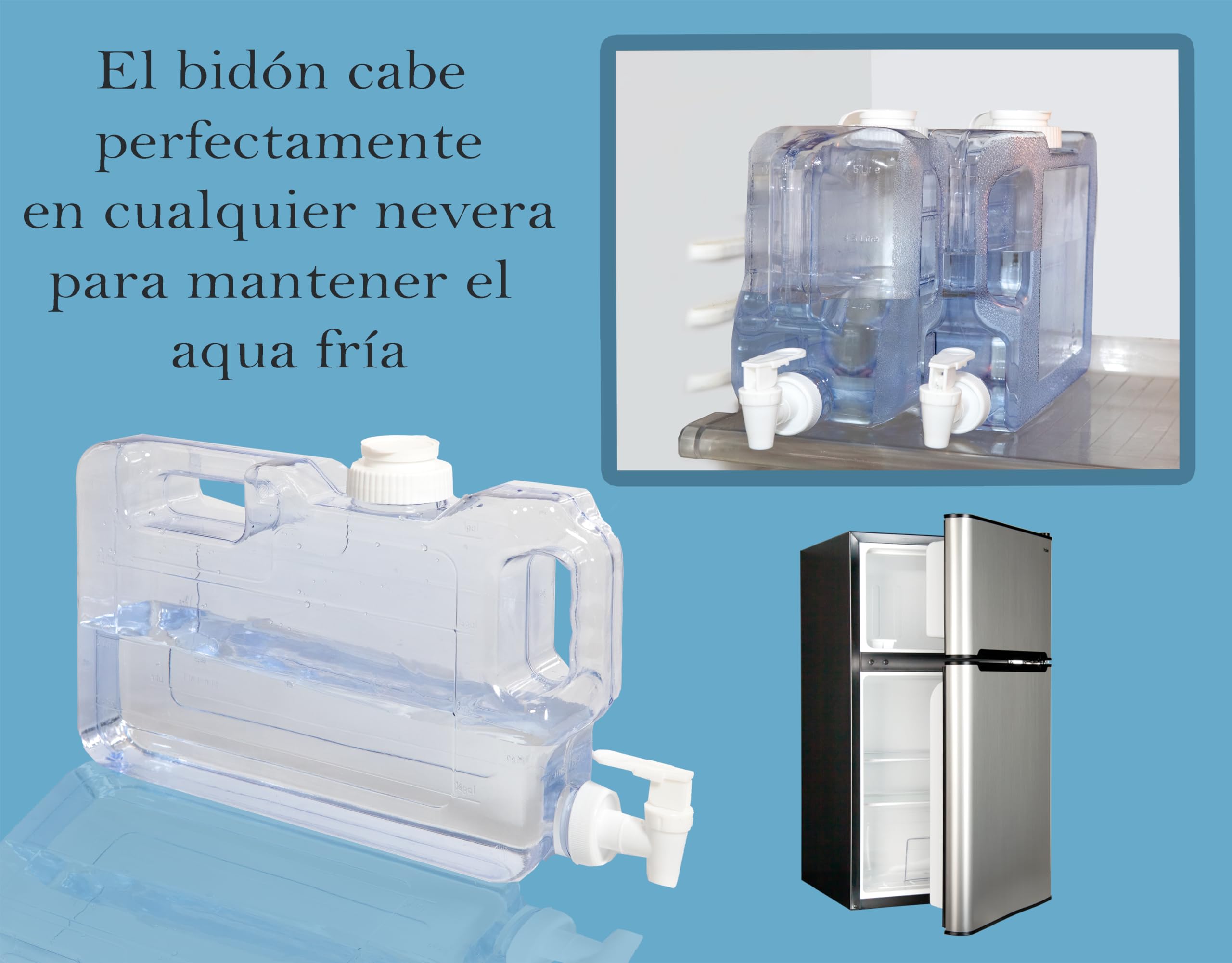 Dispensador de Agua fría Nevera | Dispensador de Agua de: 3-3,8-4,2-5,7 y 7,2 litros a Elegir | Garrafa dispensadora de Agua para frigoríficos Libre de BPA | Dispensador Reutilizable Agua (4.2L) — view 6