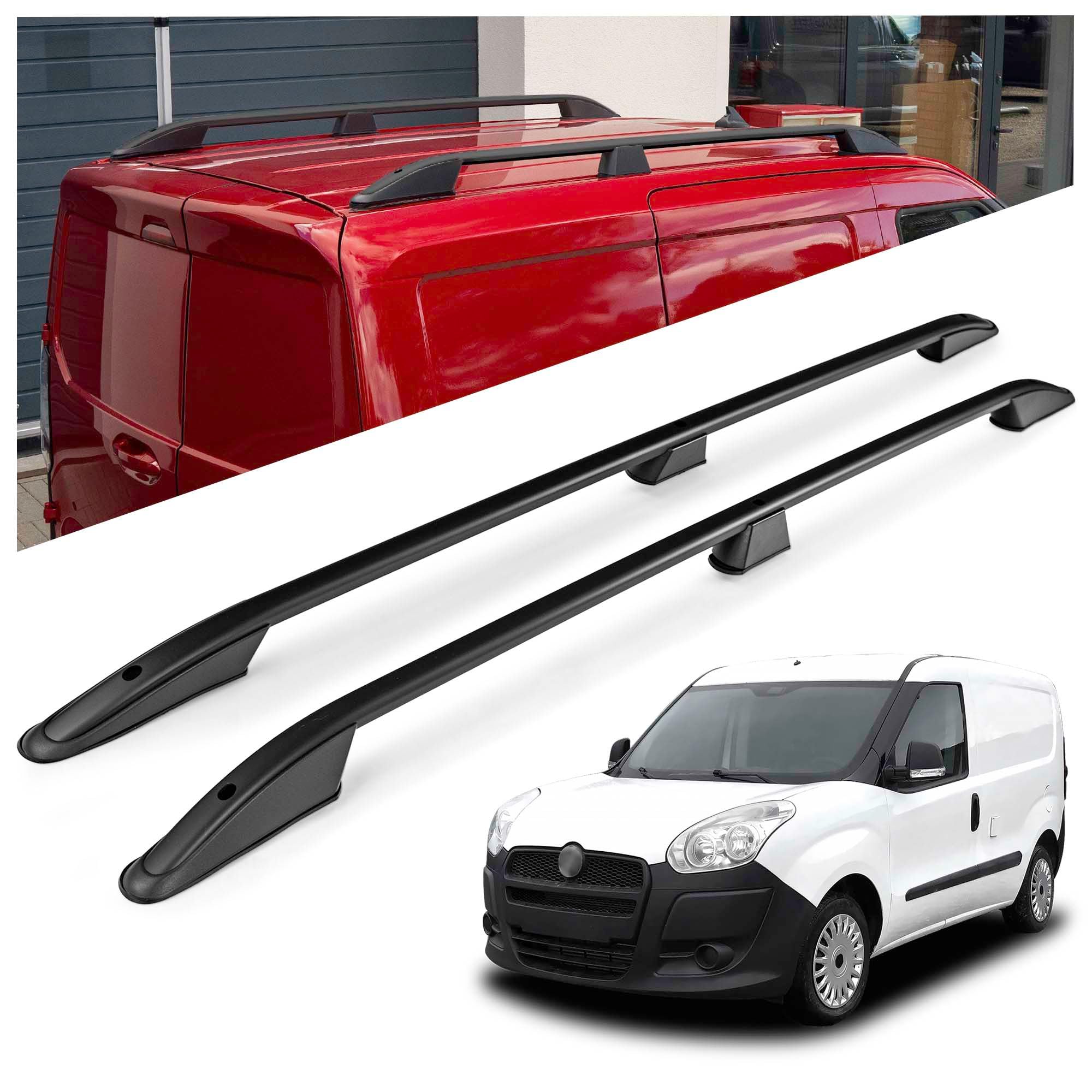 CHROMEMASTER | Dachrelinge Dachträger Kompatibel mit FIAT Doblo L2 Maxi LANG 2010-2022; Geeignet zur Montage von Dachträgern, Dachboxen und Fahrradträgern | Einfache und Schnelle Montage | Alu