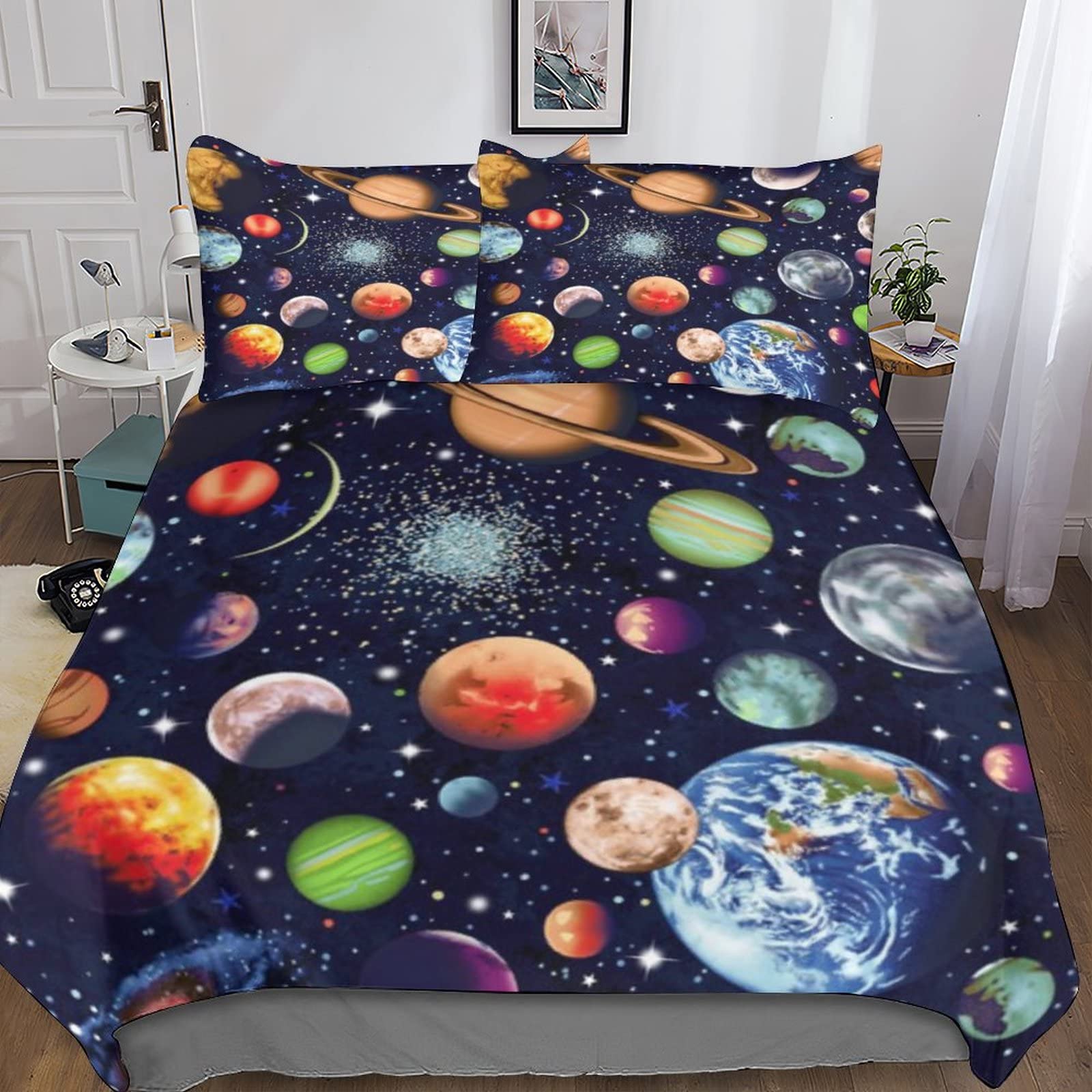 Couette légère Space avec fermeture éclair pratique, lit double enfant 3 pièces