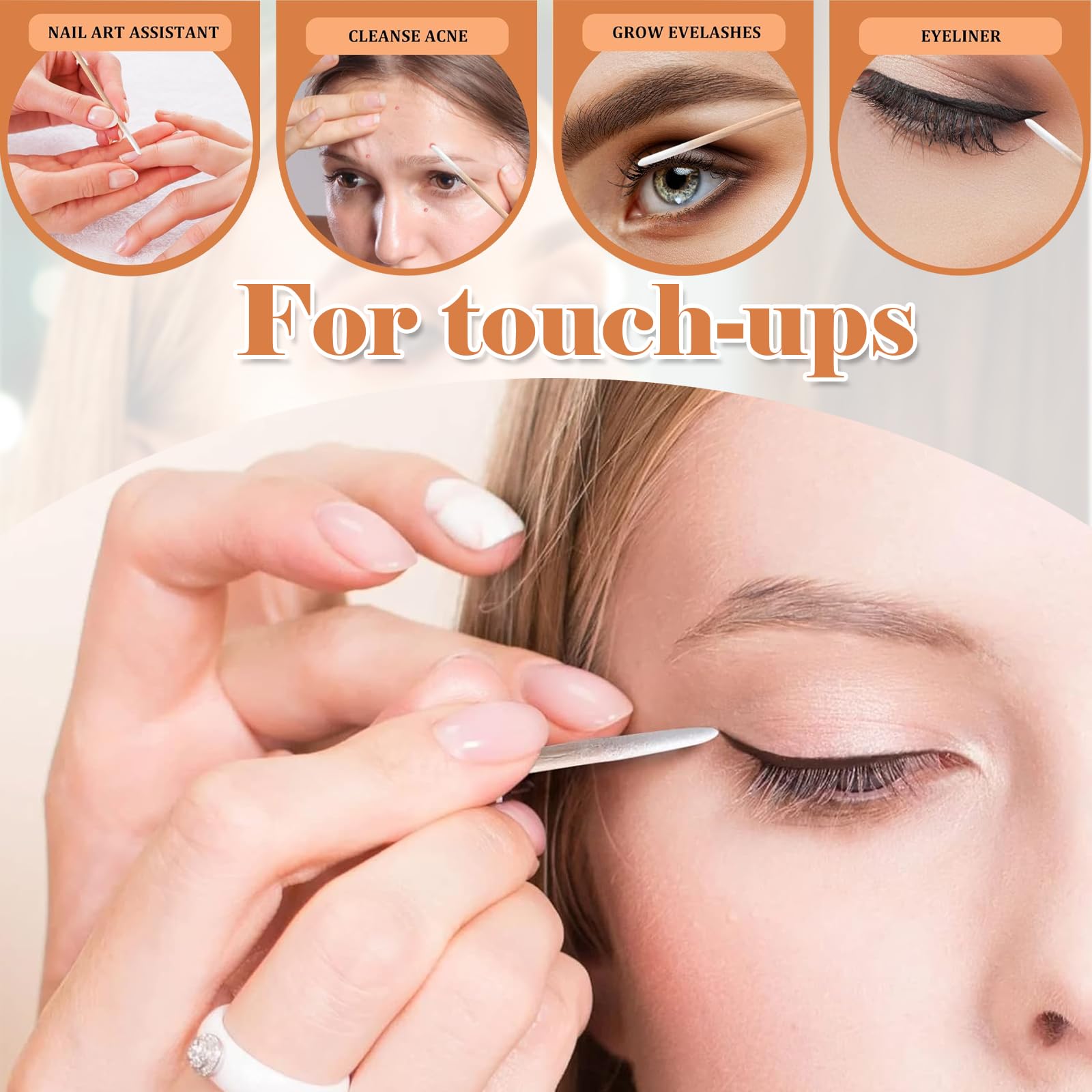 800 Bastoncini Cotone A Punta Precisione In Legno, Senza Pelucchi, Cotton Fioc Trucco, Per Microblading, Correzione Make Up, Pulizia Smalto, Applicatori Beauty.