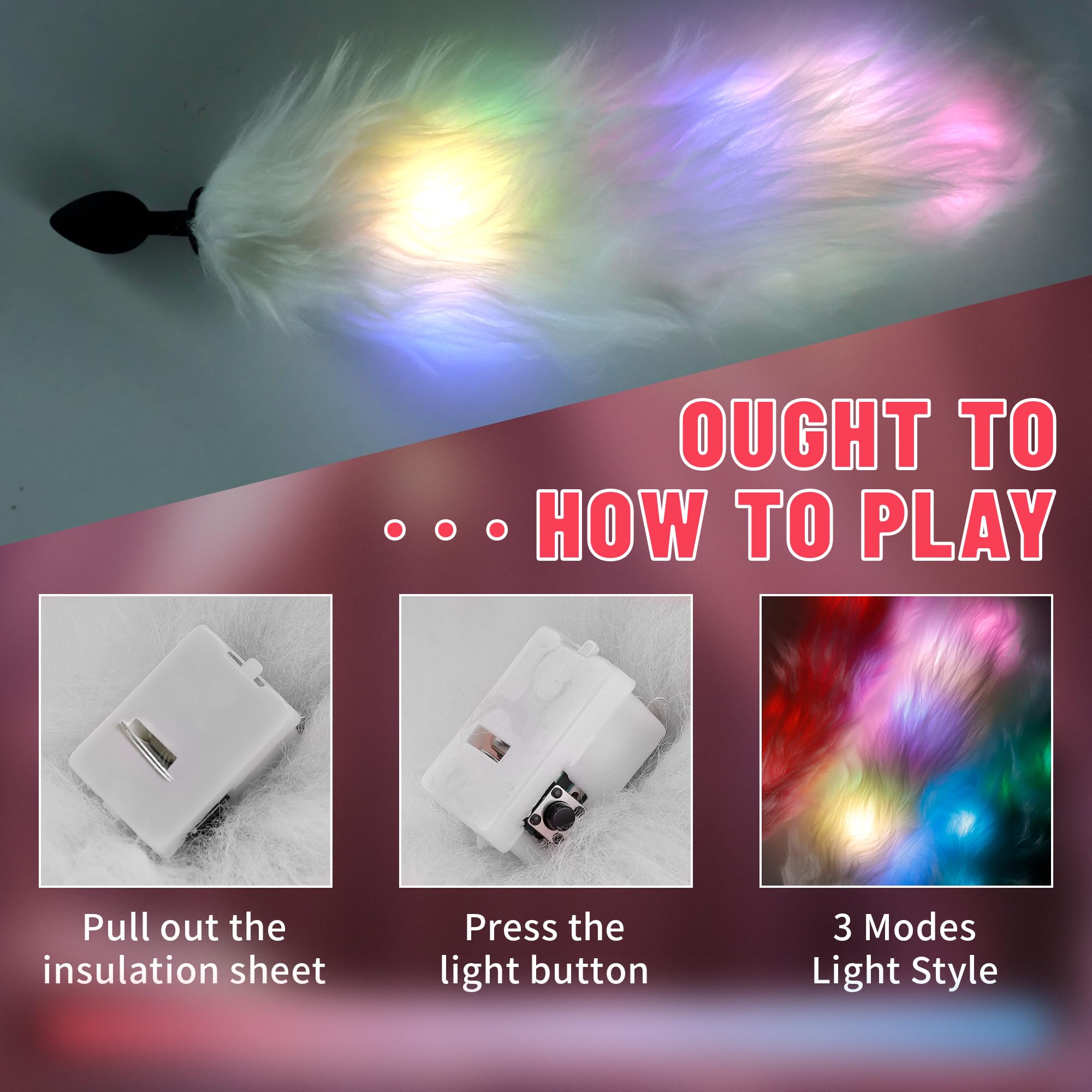 Anal Plug Fox Tail Glowing in The Dark Silicone Butt Plug Bright Light Up Fox Tail Anal Toy Adult Sex Toys for Men Women Couples: White Long