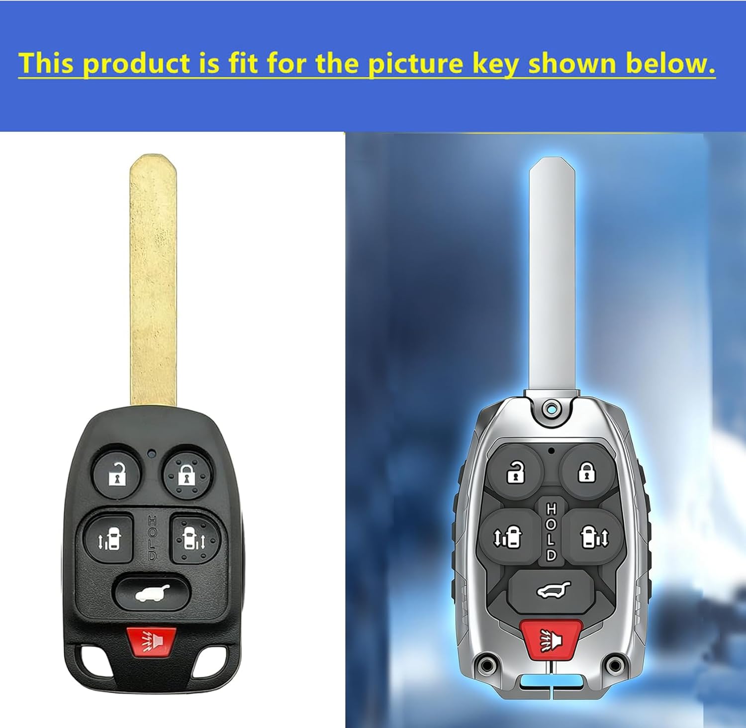 Keyless Entry Systems for Honda Key Fob Shell Fits for Honda Odyssey Remote Key Cover Case (6-Button-Silver)