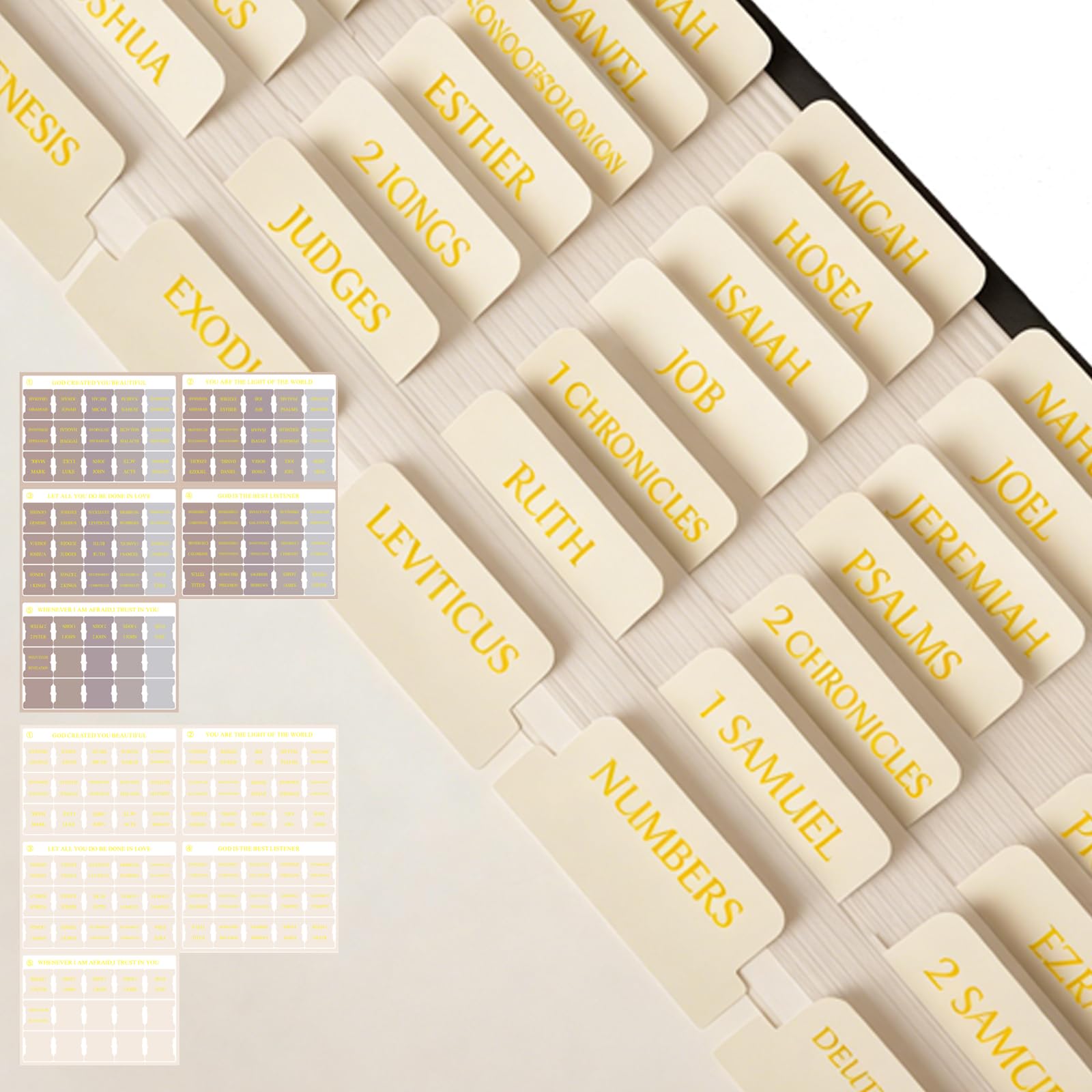 Bible Tabs Set 150 Pieces with Gold Foil Lettering,Laminated Bible Tabs for Study Women Men,Easy to Read and Apply for Old and New Testament Bible Journaling Supplies