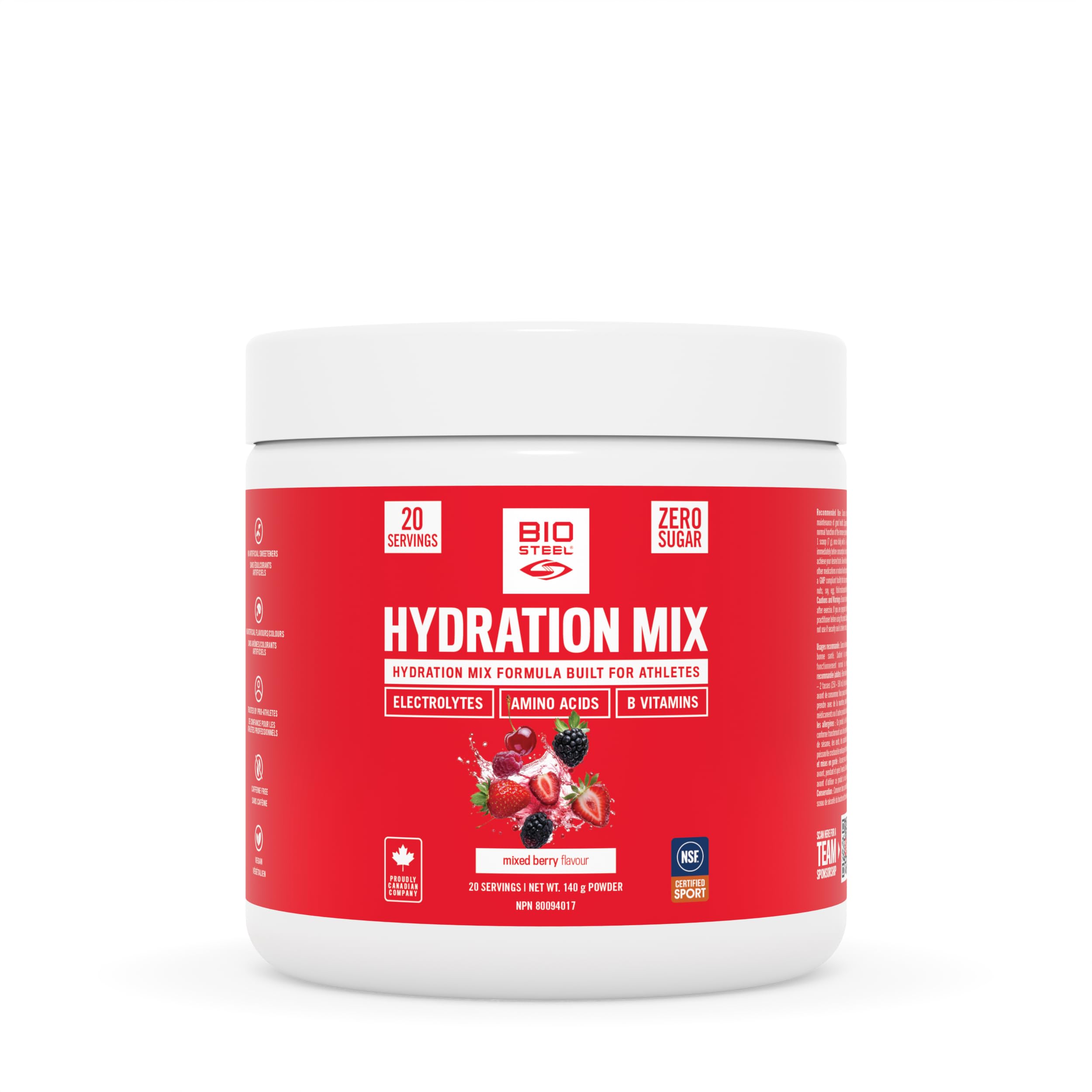 BioSteel Electrolyte Hydration Mix, Mixed Berry, 20 Servings