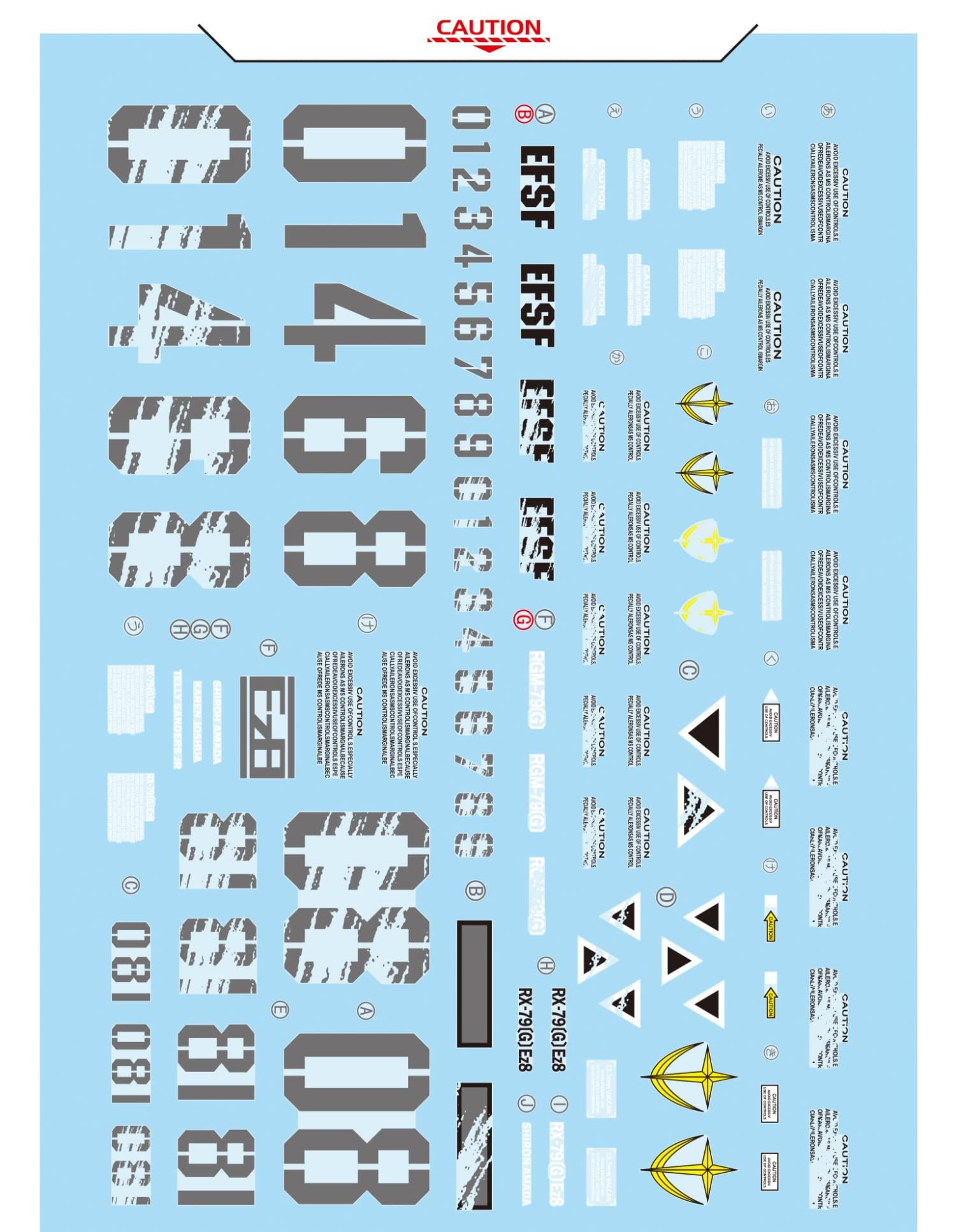 Decals Decal Fluorescent for Hobby GAT-X105E Strike Noir,Double X,RX-78-2 VER.ka MG 1/100 Scale Model Kit (for 1/100 RX-79[G] Ez8)