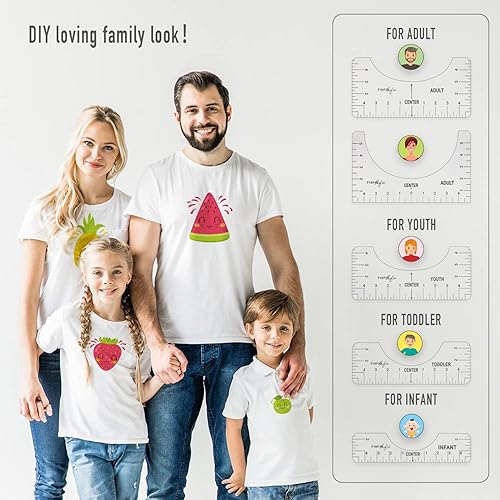 Miniatura 3 de Regla de camiseta, 9 piezas, guía de regla de camiseta para vinilo, alineación de camisas, diseños centrales para prensa de calor, regla de camiseta