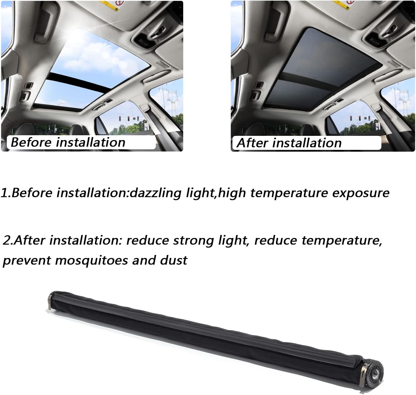 Sunroof Sunshade Fit for VW Sharan Tiguan Golf Audi Q5 - Black, Replace 1K9877307B 1K9877307