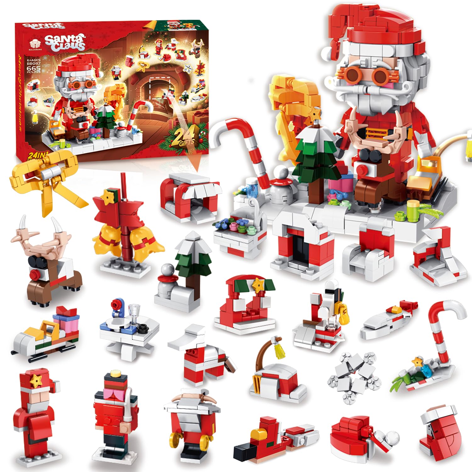 Christmas Advent Calendar 2025 Building Toys - 24 Days Holiday Countdown Calendar Building Blocks, Santa Claus Gift for Kids, Stocking Stuffer for Boys Girls Ages 6+