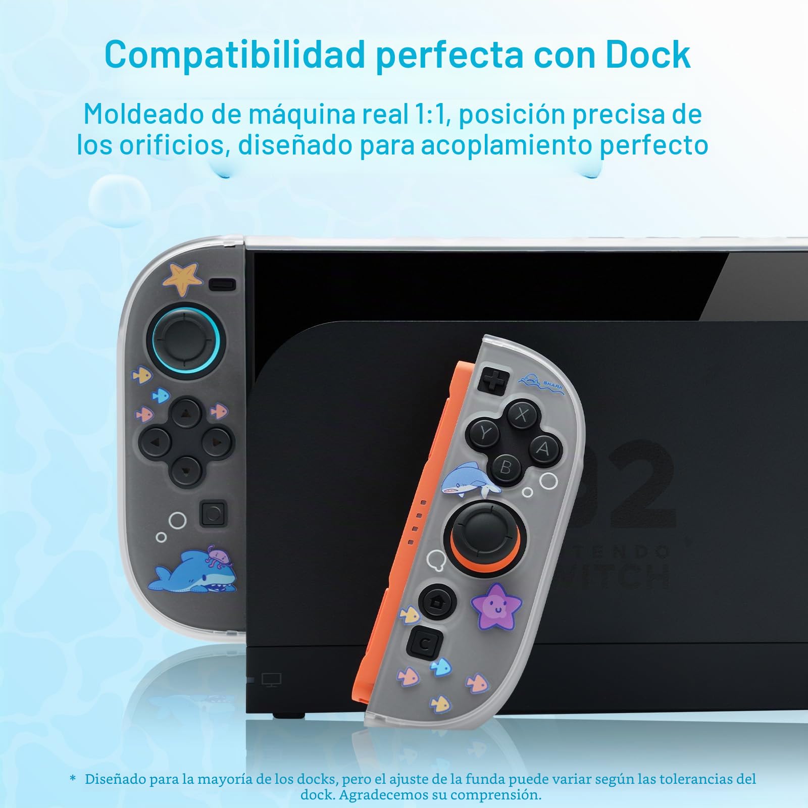 GeekShare Funda Slim Compatible con Switch 2, Funda de PC con Absorción de Golpes y Antiarañazos para Consola de Juego Switch 2 - Shark Party