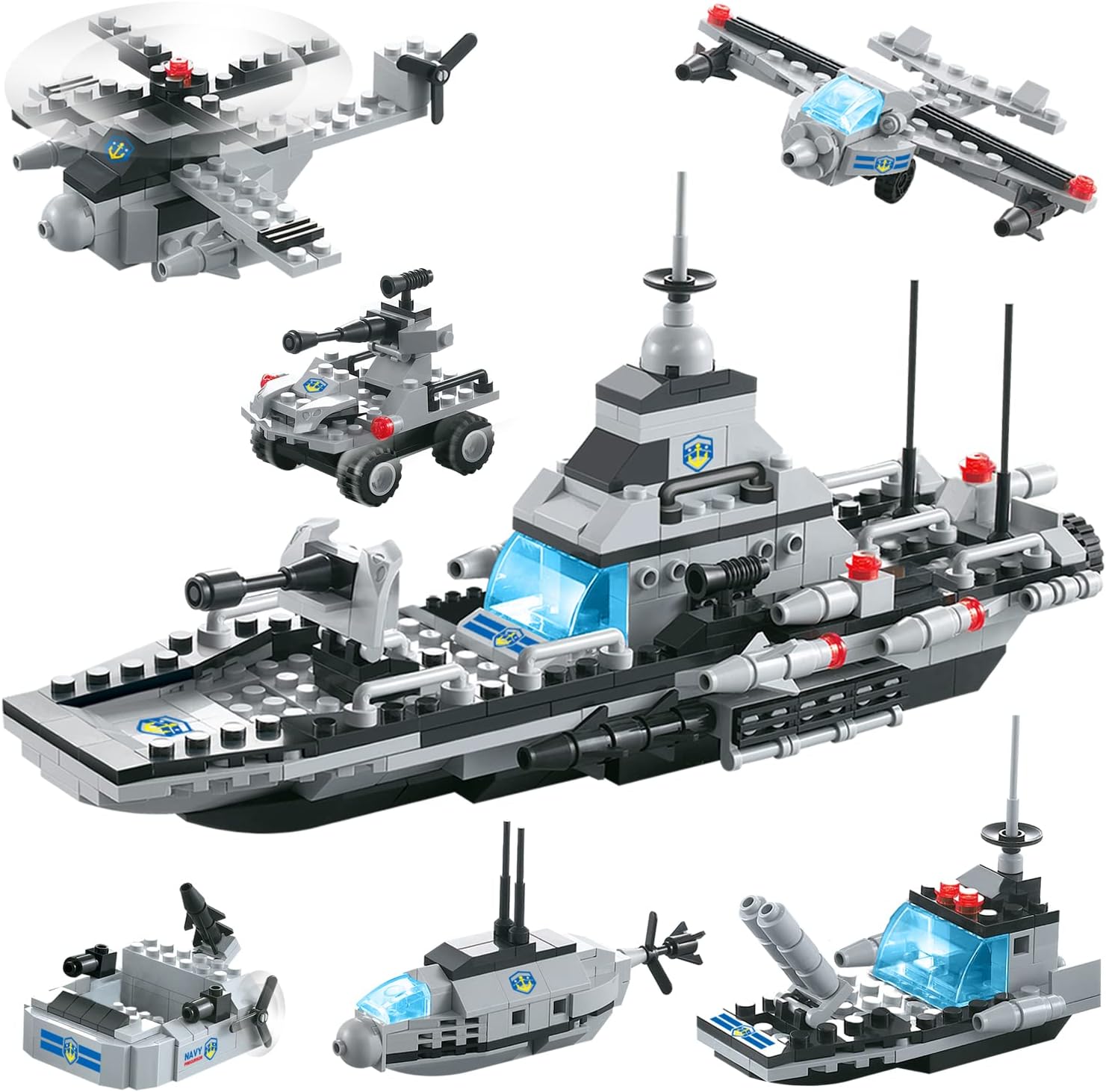 Aircraft Carrier Building Blocks Set, Ocean Defense Guard Battleship Construction Toy with Storage Box for Kids, Best Learning & Roleplay STEM Toy Gift for Boys Girls Age 6+ (796 Pcs)