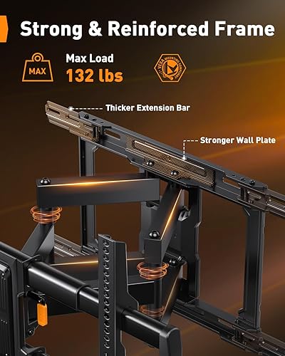 Miniatura 5 de Perlegear Soporte de pared para TV de movimiento completo para televisores de 42 a 90 pulgadas de hasta 132 libras, premontado y diseño telescópico
