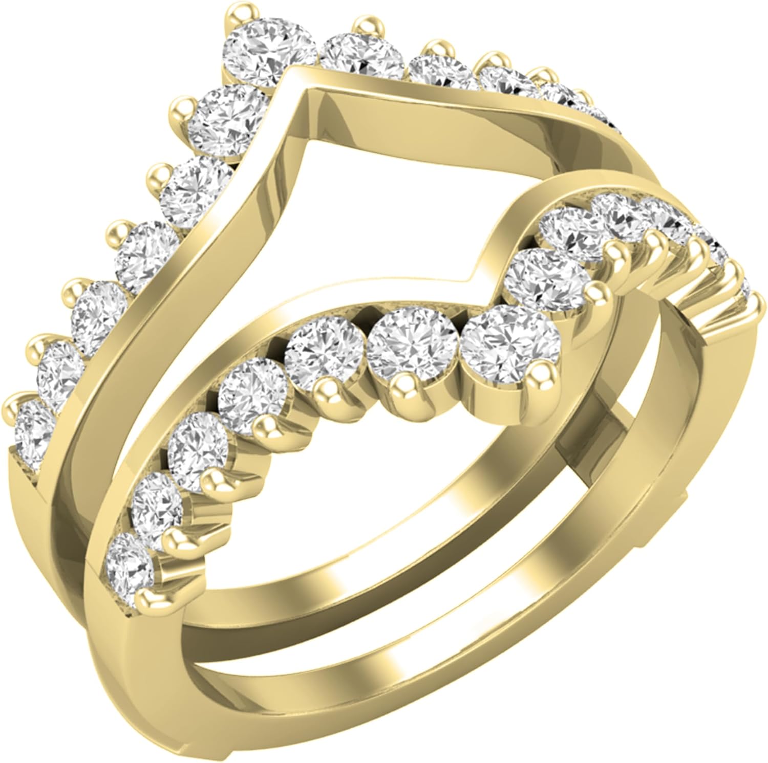 Dazzlingrock Collection 1.00 Ctw Round Gemstone Wedding Enhancer Guard Double Ring Band for Women in Real Solid Gold & Platinum