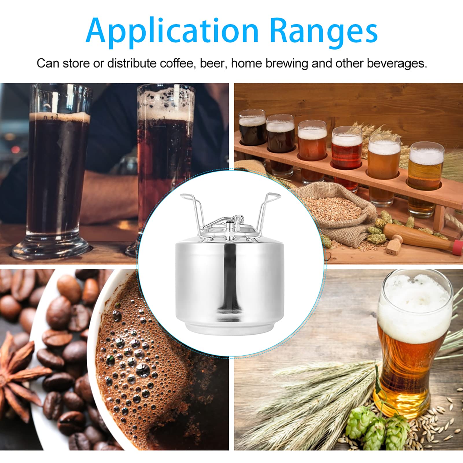 Beer Barrel Beer Keg Stainless Steel Homebrew Keg Mini Beer Barrel Cola Beverage Keg Beer Brewing Accessory Stainless Steel Beer Barrel on Fridge.com - View 3