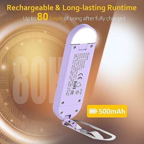 Miniatura 7 de Akomid Luz de libro, luz de lectura recargable por USB, luz ámbar cuidada de los ojos, luz de libro para leer en la cama para niños, 8 LED