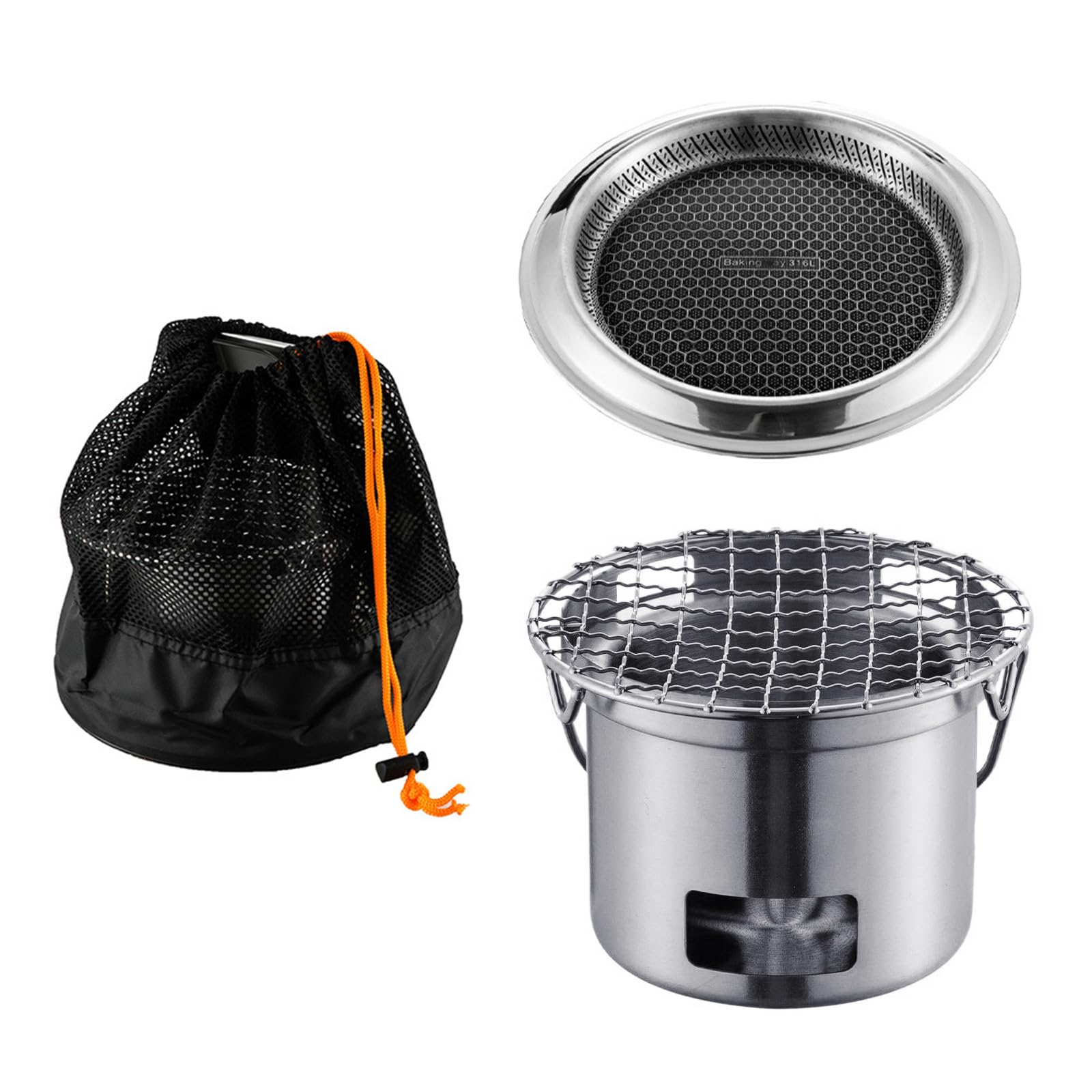 MALSSE 304Stainless Steel Campings Stove Portable Campfires Grills Efficient Burning Stove Cooking Equipment for Outdoor Use Multifunctional BBQ