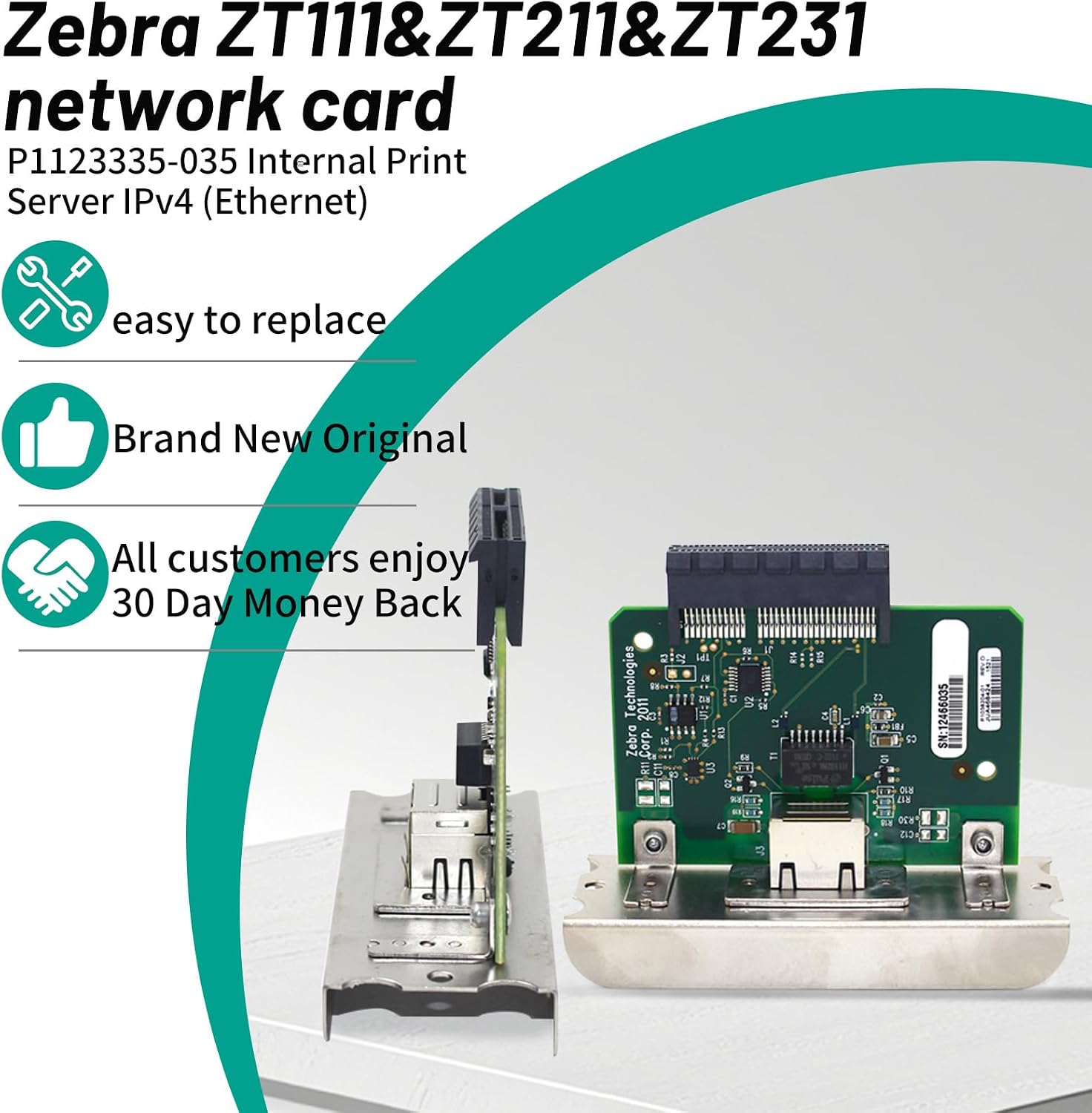 P1123335-035 Ethernet Card for Zebra ZT231 ZT211 ZT111 Thermal Label Printer 203dpi 300dpi