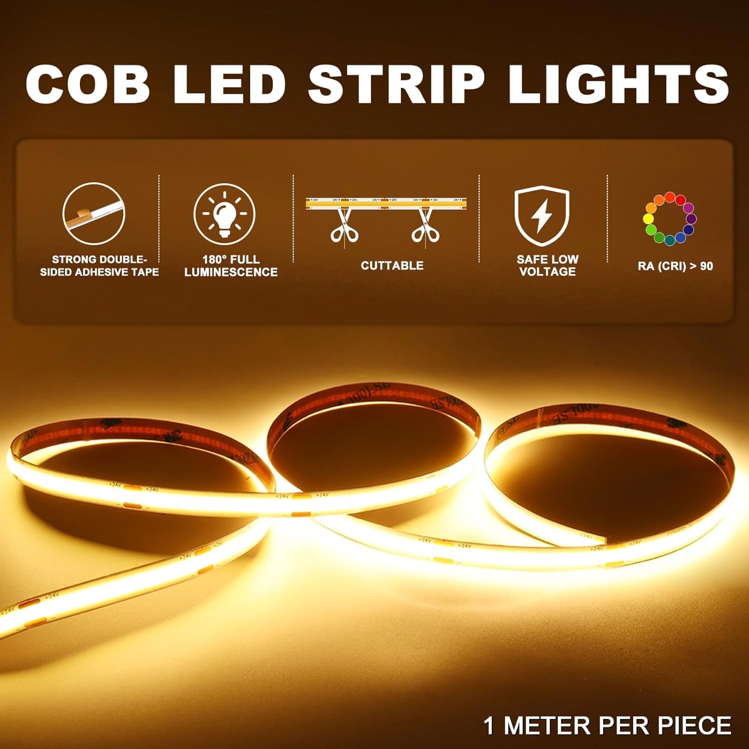 Motion Sensor LED Stair Light Kit, Multiple Working Mode Step Lights Including 3.28ft Cuttable COB LED Strips Indoor with Pannel Switch (20Stairs,3000K)