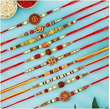 TONKWALAS Multicolor Combo of 10 Rakhi Set for Men With Roli Chawal Best Wishes Greeting Card Rakhi for Brother