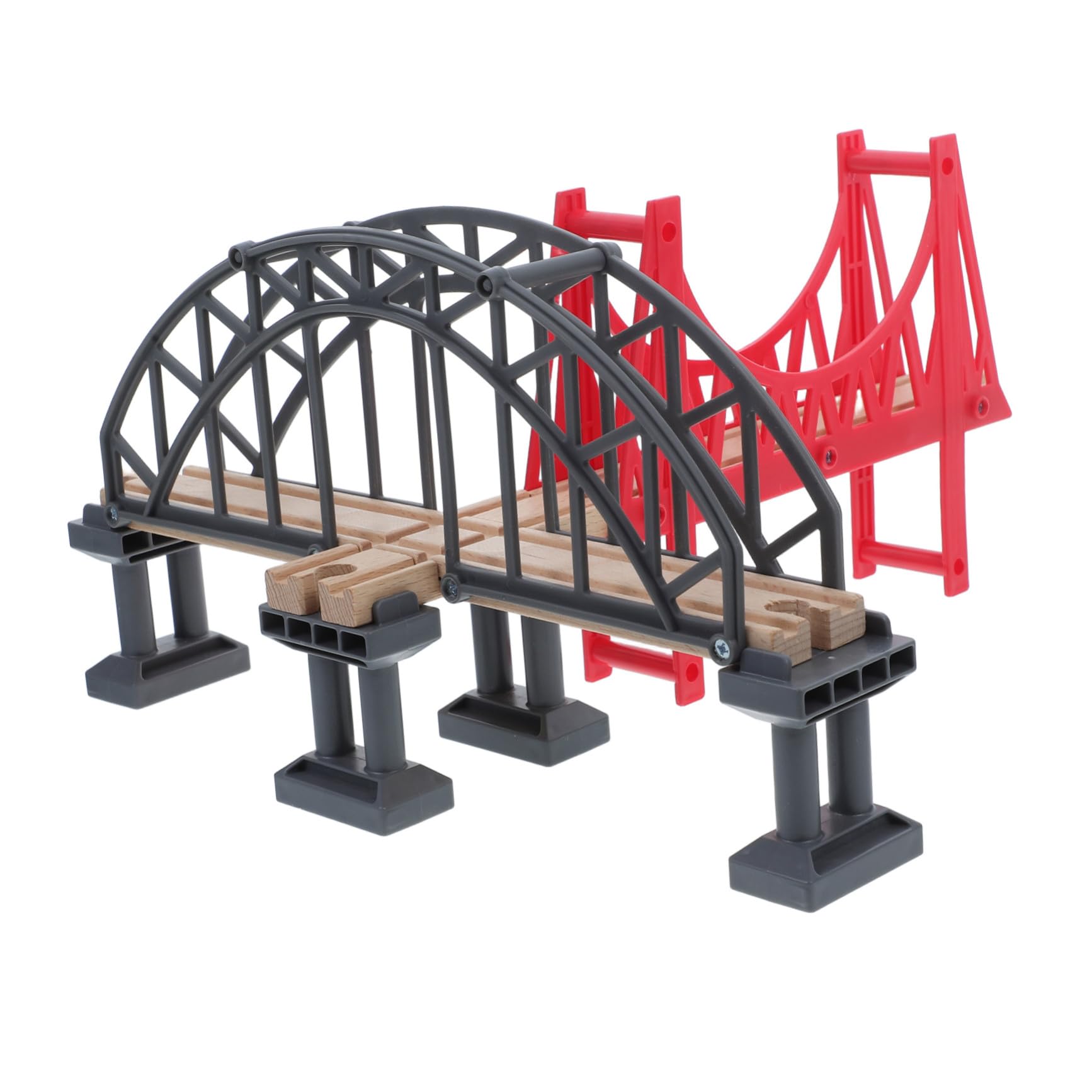 Hemobllo Pont Suspendu en Bois pour Circuit Train, Accessoires de Rails en Plastique Résistants pour Garçon et Filles, Améliore la Créativité et Décor de Voie Ferrée Réaliste