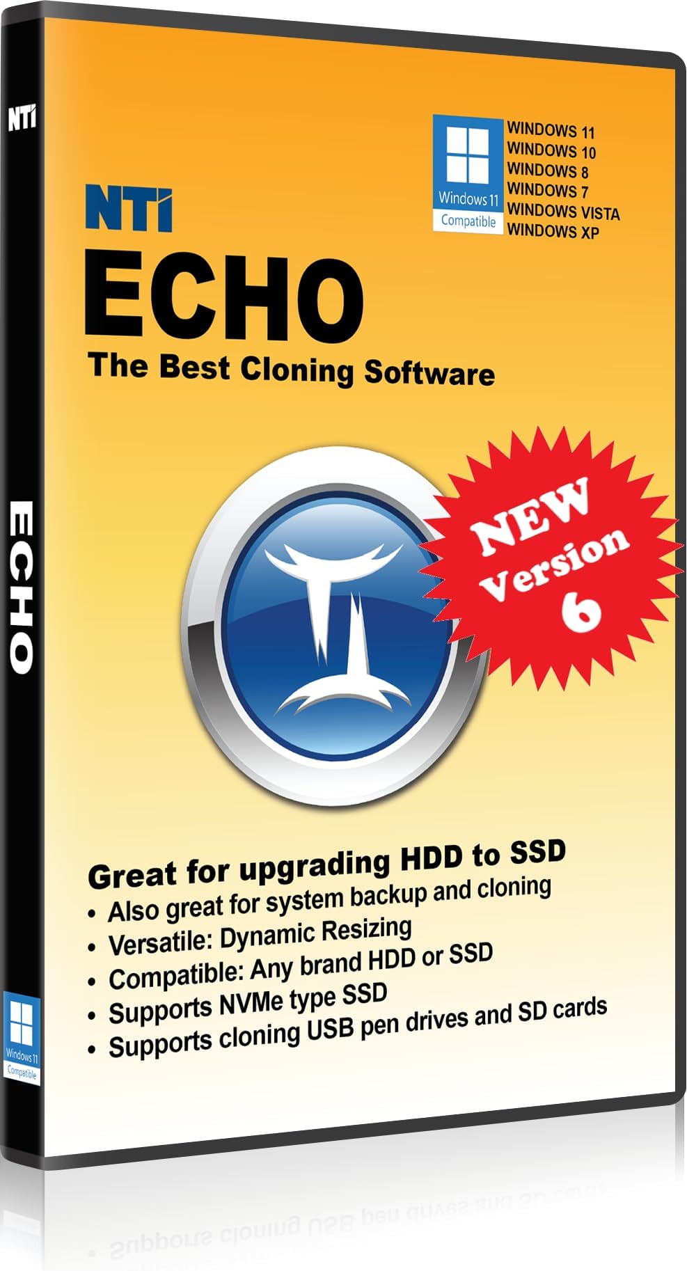 NTI Echo | Version 6 via Download | Disk Cloning & Migration Software | Make an exact copy of HDD or SSD with Dynamic Resizing | Lifetime License (Not 1-Year Subscription)