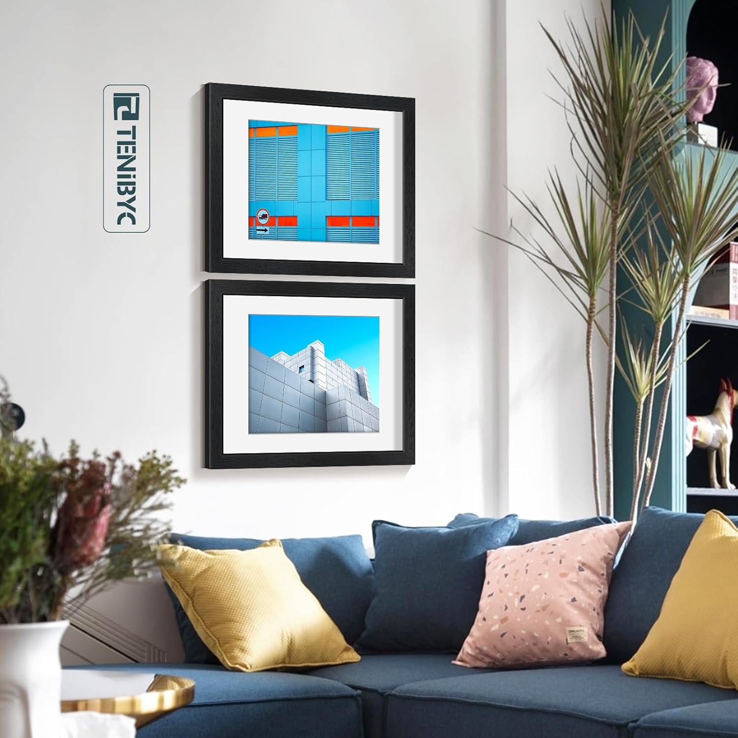 11x14 Picture Frame Set - 4 Pack, Black Solid Wood Photo Frames - Tempered Glass - Displays Photos 8x10 with Mat or 11 x 14 without - Room, Office, Gallery, Studio, and Hallway Decor - Wall Hanging