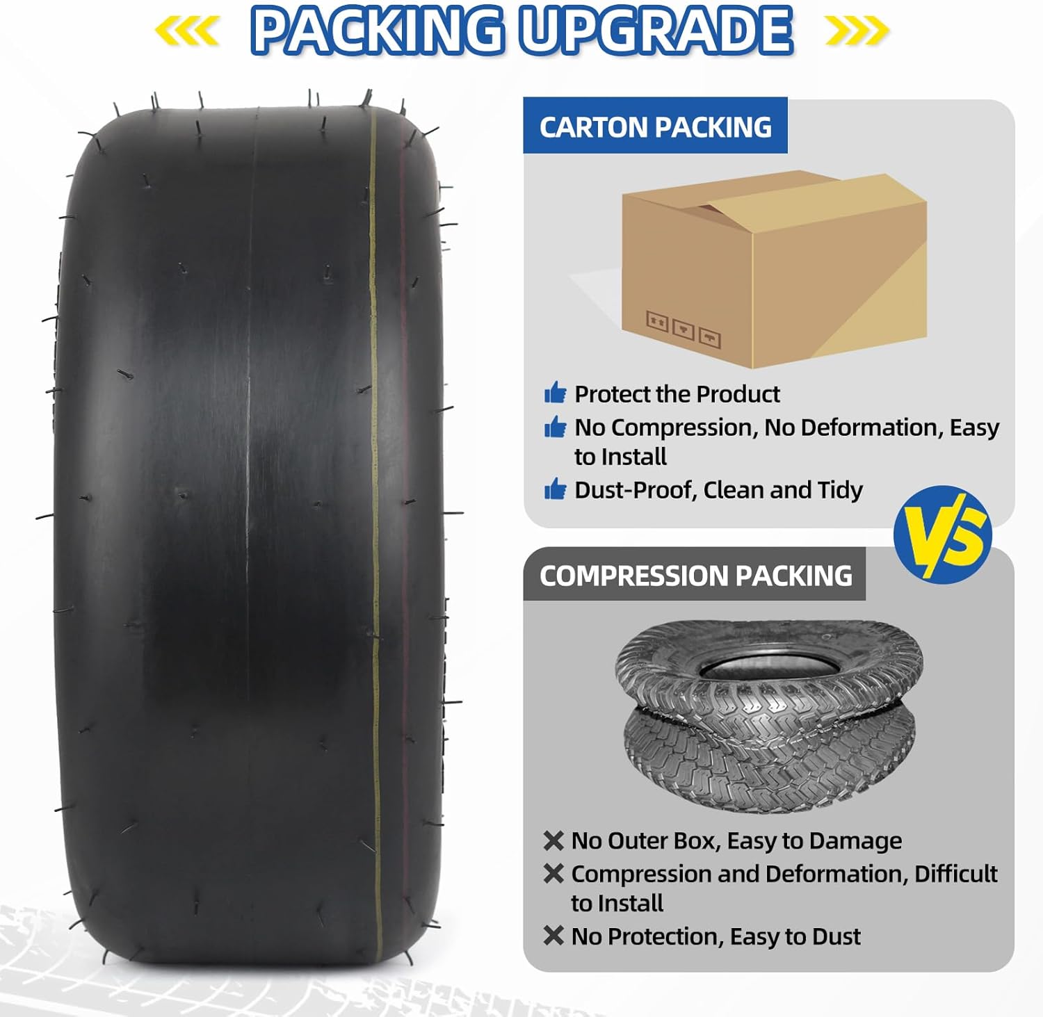 GICOOL (2 Pack) 13x5.00-6 Lawn Mower Tubeless Tire, 13x5-6 Riding Zero Turn Lawnmower Smooth Turf Tyre, 4 Ply