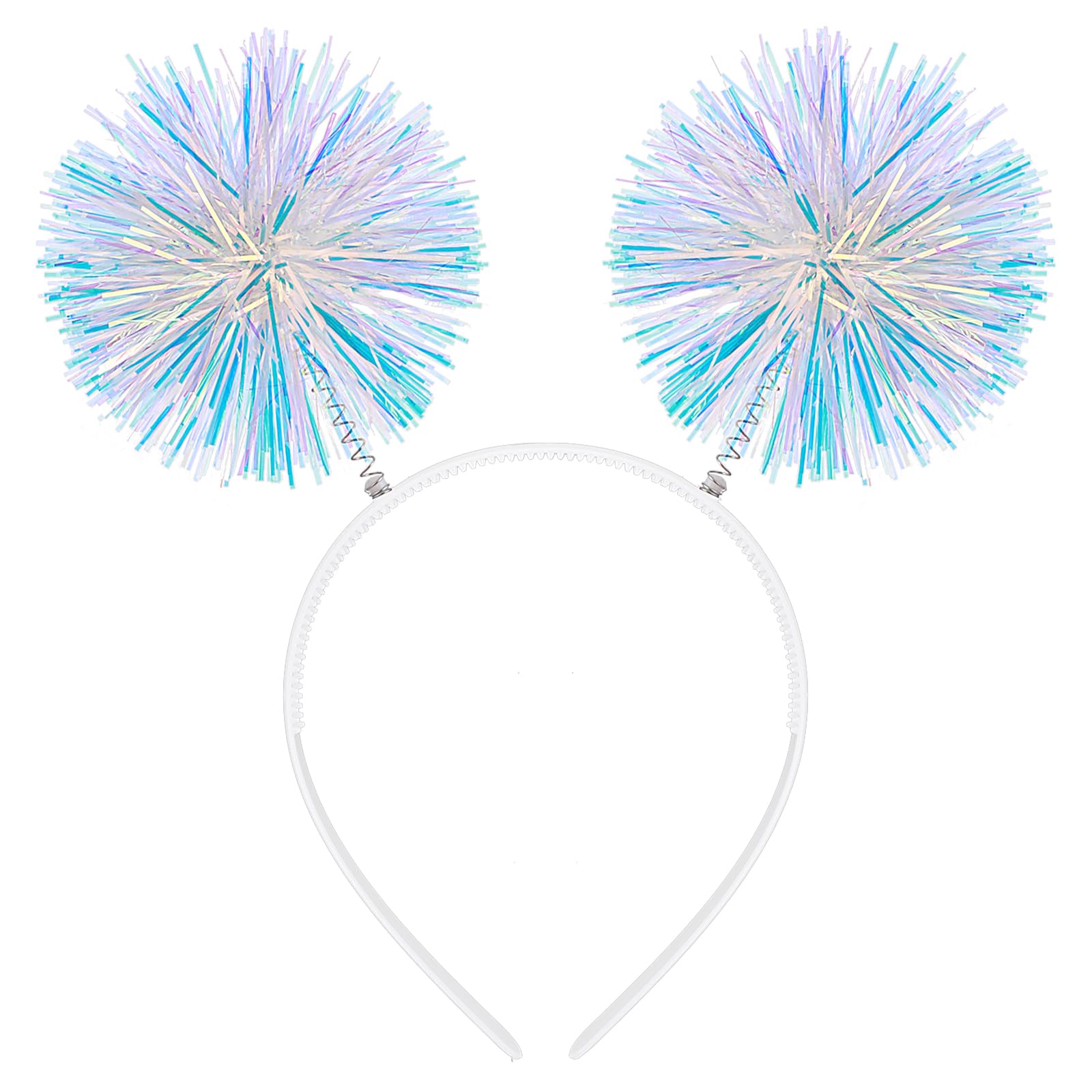 White Foil Strips Glitter Tinsel Headband Fluffy Pom Ball  display picture 1