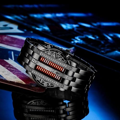 Miniatura 4 de Binary Matrix Blue led - Reloj Digital para hombre, moda clásica y creativa, color negro chapado