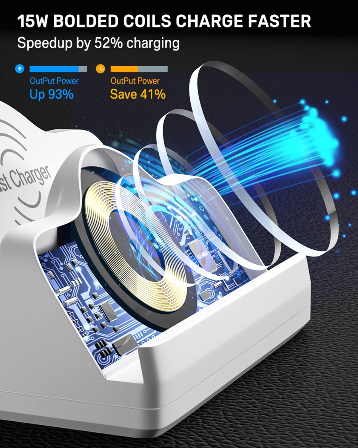 80W 6-Anschlüssen USB-Ladegerät, USB Ladestation mit PD-Schnellladegerät mit QC 3.0 USB-Anschluss, Dual Kabelloses Ladegerät, LCD-Display, USB-C-Lade-Desktop-Hub für iPhone iPad Samsung