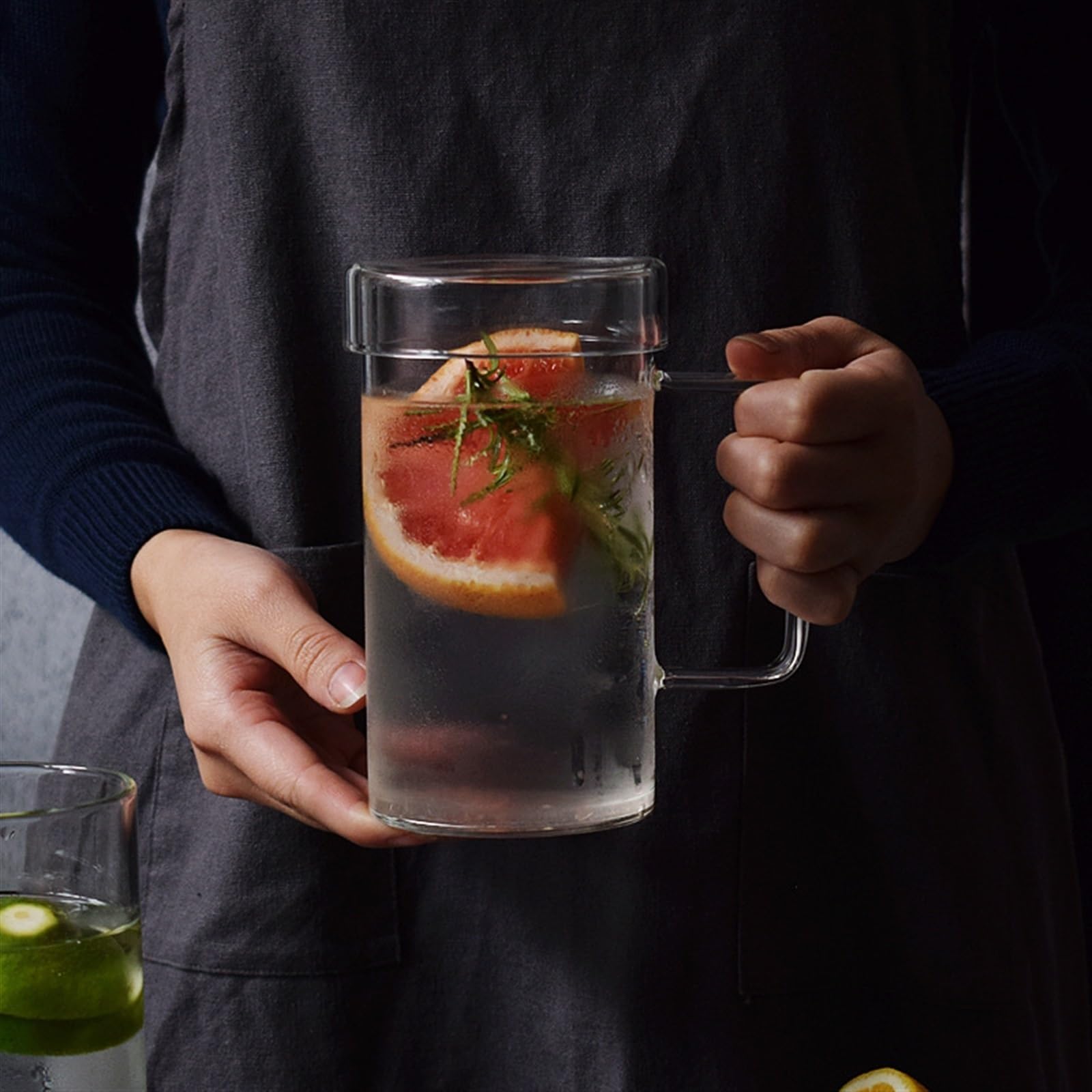Glasbecher, handgefertigt, hitzebeständig, transparent, 700 ml, Saftbecher, Wasser, Bier, Trinkbecher, Büro, Trinkgeschirr, Wasserbecher (B)