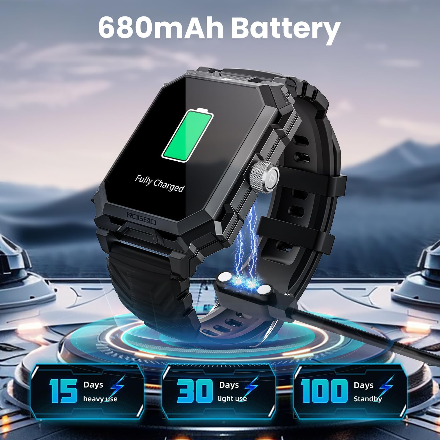 Military Smart Watch for Men (Answer/Dial Call) 680mAh Battery Tactical Rugged IP69 Waterproof Indestructible Smartwatch for Android Phones Fitness Tracker with Blood Pressure Heart Rate