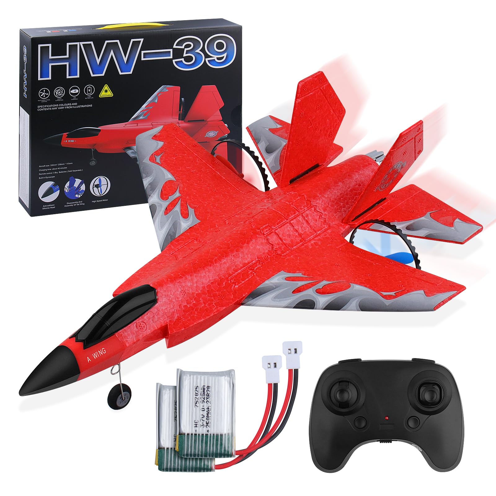 rc aereo remoto combattente con batterie inclusi rosso
