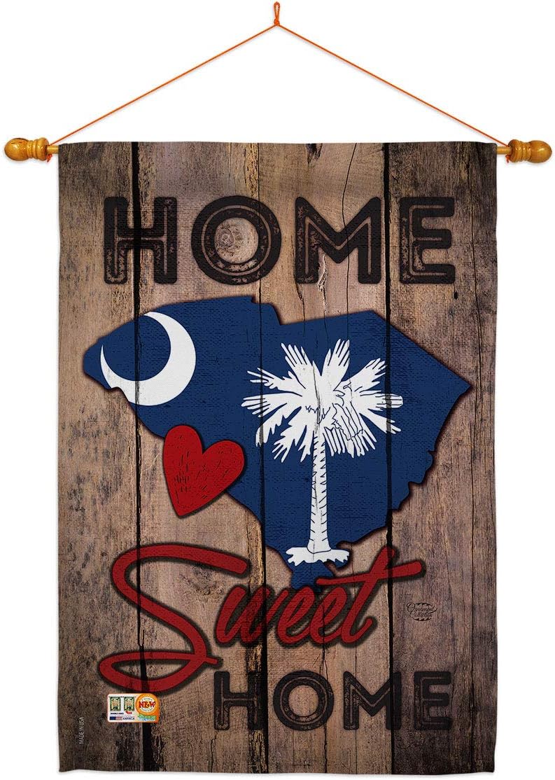 State South Carolina Home Sweet House Flag Dowel Set Americana States USA American Territories Republic Country Particular Area Small Decorative Gift Yard Banner Made in 28 X 40