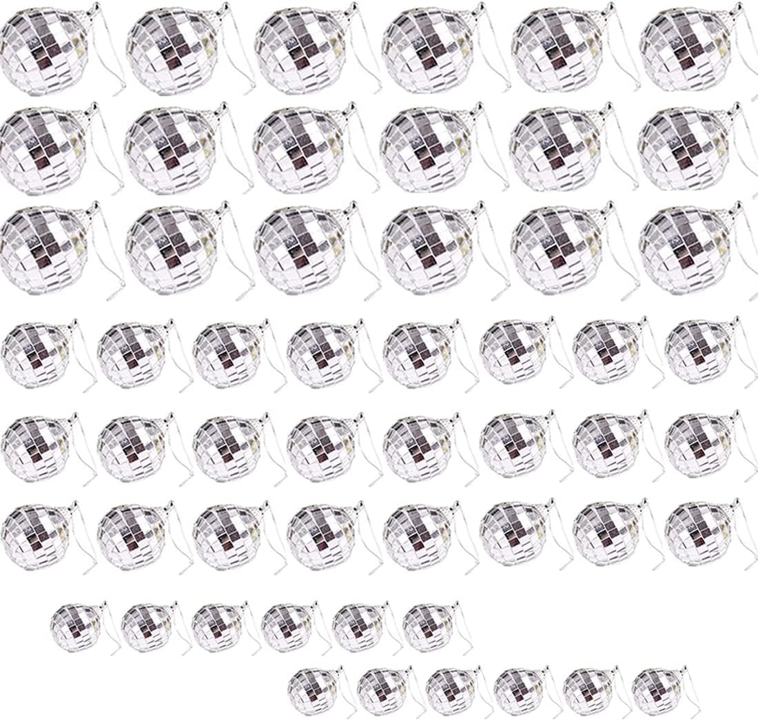 TAIKUU ä¹…のç‰© 54 Pcs Mirror Disco Ball, 3 Sizes Silver Disco Balls Decoration Hanging, Reflective Mirror Ball for Home Decorations, Stage Props, Christmas Xmas Tree Ornament Favor and Supplies