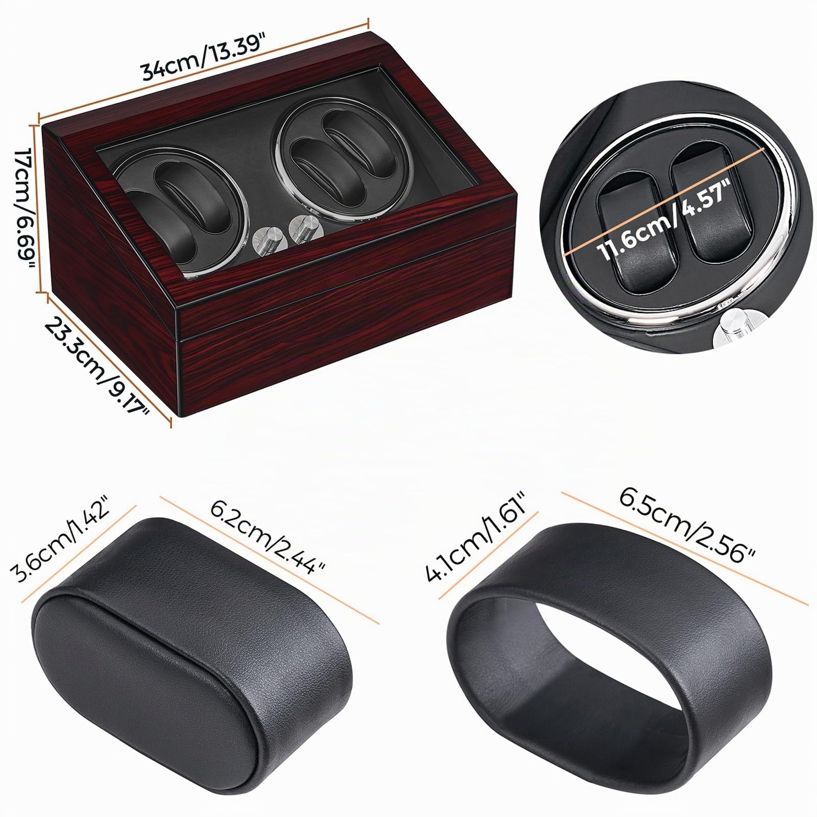 ANWBROAD Enrollador para Relojes Automáticos Caja Giratoria Automática con 4+6 Compartimentos para Relojes y Joyas Silencioso Watch Winder con LED & Motor Mabuchi & 4 Modos JWW002Y