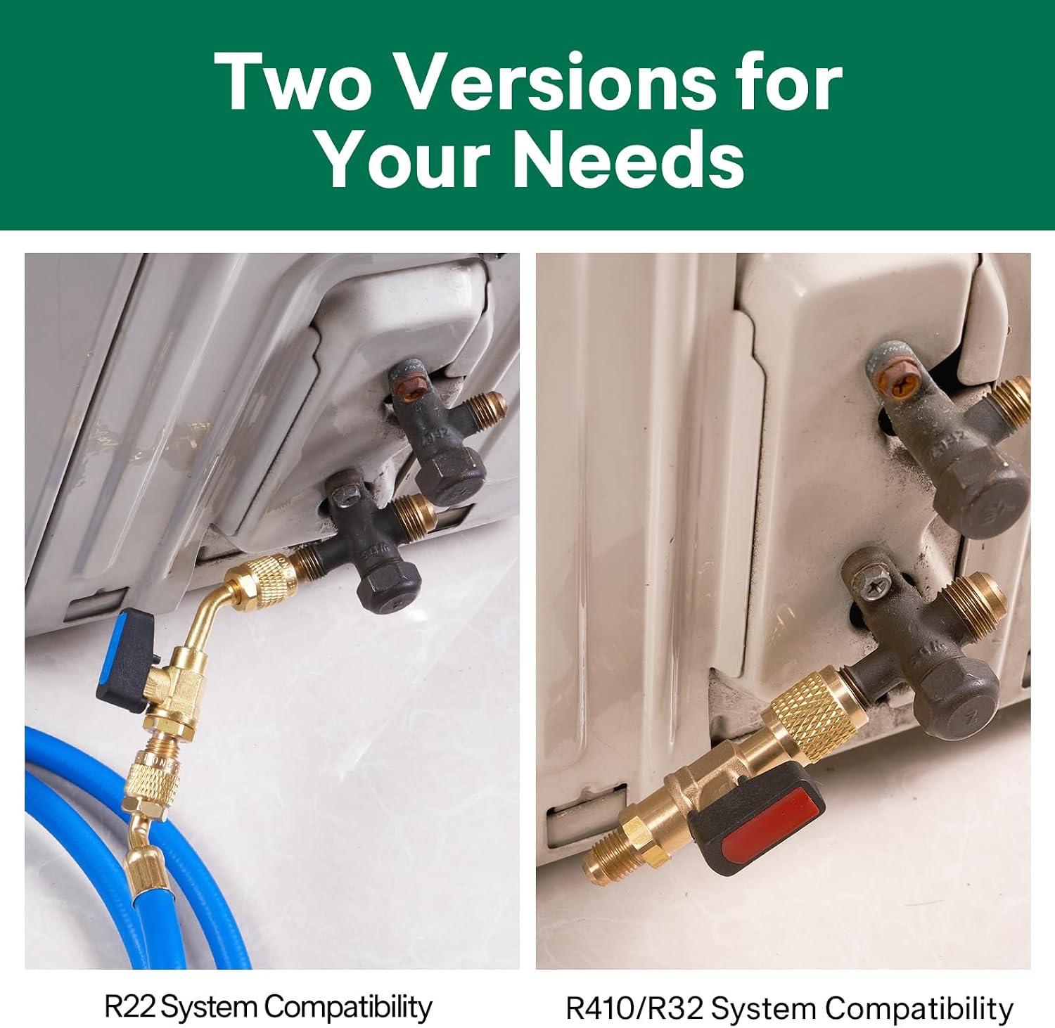 Low Loss Fittings HVAC Tools, Mini Split Air Conditioner Manifold, Refrigerant Charging Valve Compatible with R22 Refrigerant for Home AC