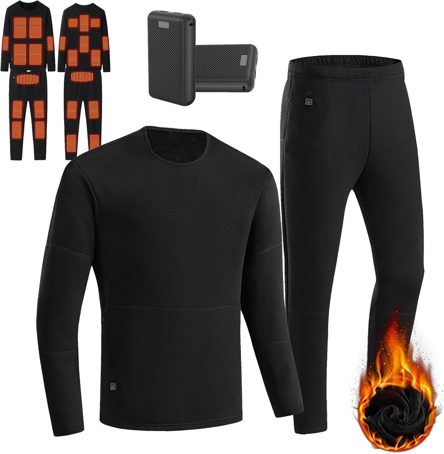 Men Women Heated Underwear USB Battery Electric Thermal Long Johns Set 22 Zones Heating Baselayer for Outdoor Hunting