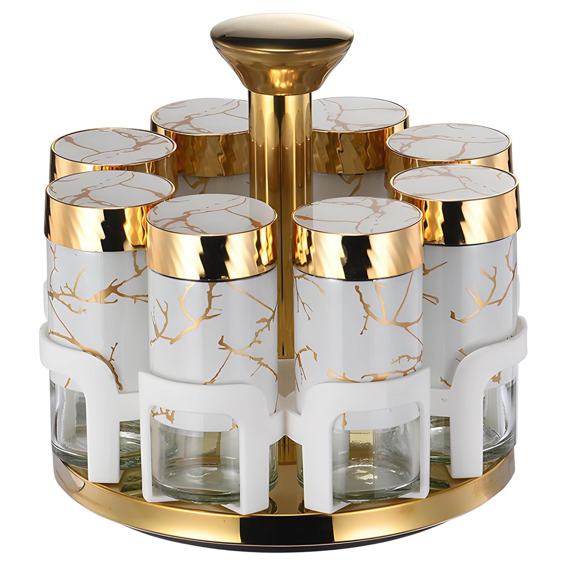 Estante giratorio para condimentos con botellas de 8 segundos, dispensador poroso para un uso fácil de cocina, torre Stora para especias, perfecto para cocinar en casa y preparar comidas