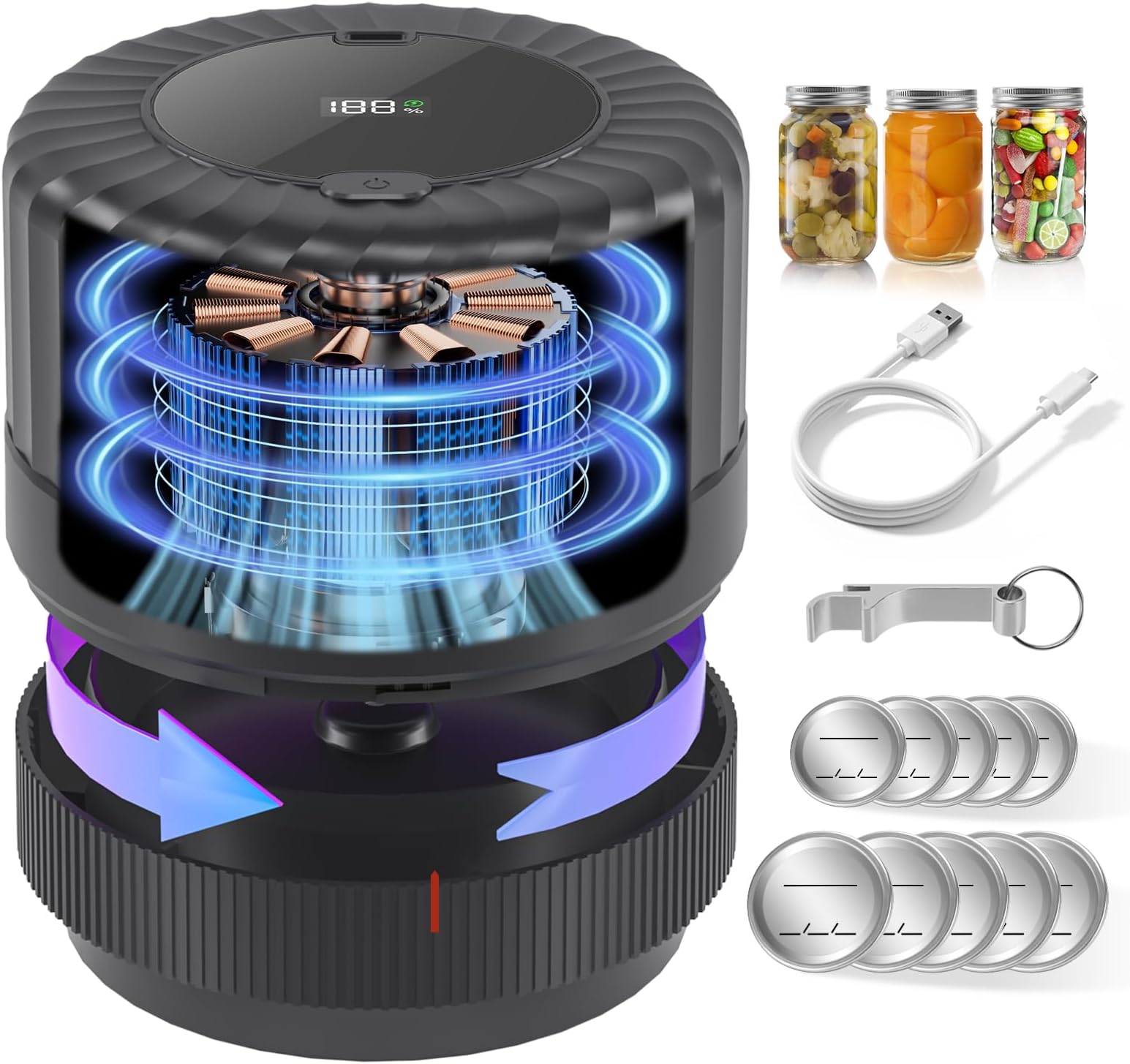 Handheld Cordless Vacuum Sealer For Food – Includes Sous Vide Bags & 4 Mason Jar Lids, Rechargeable