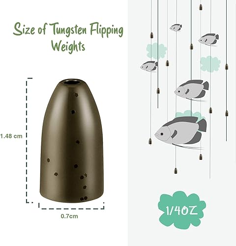 Miniatura 2 de 16 pesos de pesca de tungsteno para pesca de lubina, lanzar y voltear tamaños de 18 14 316 oz, equipo de pesca de lubina