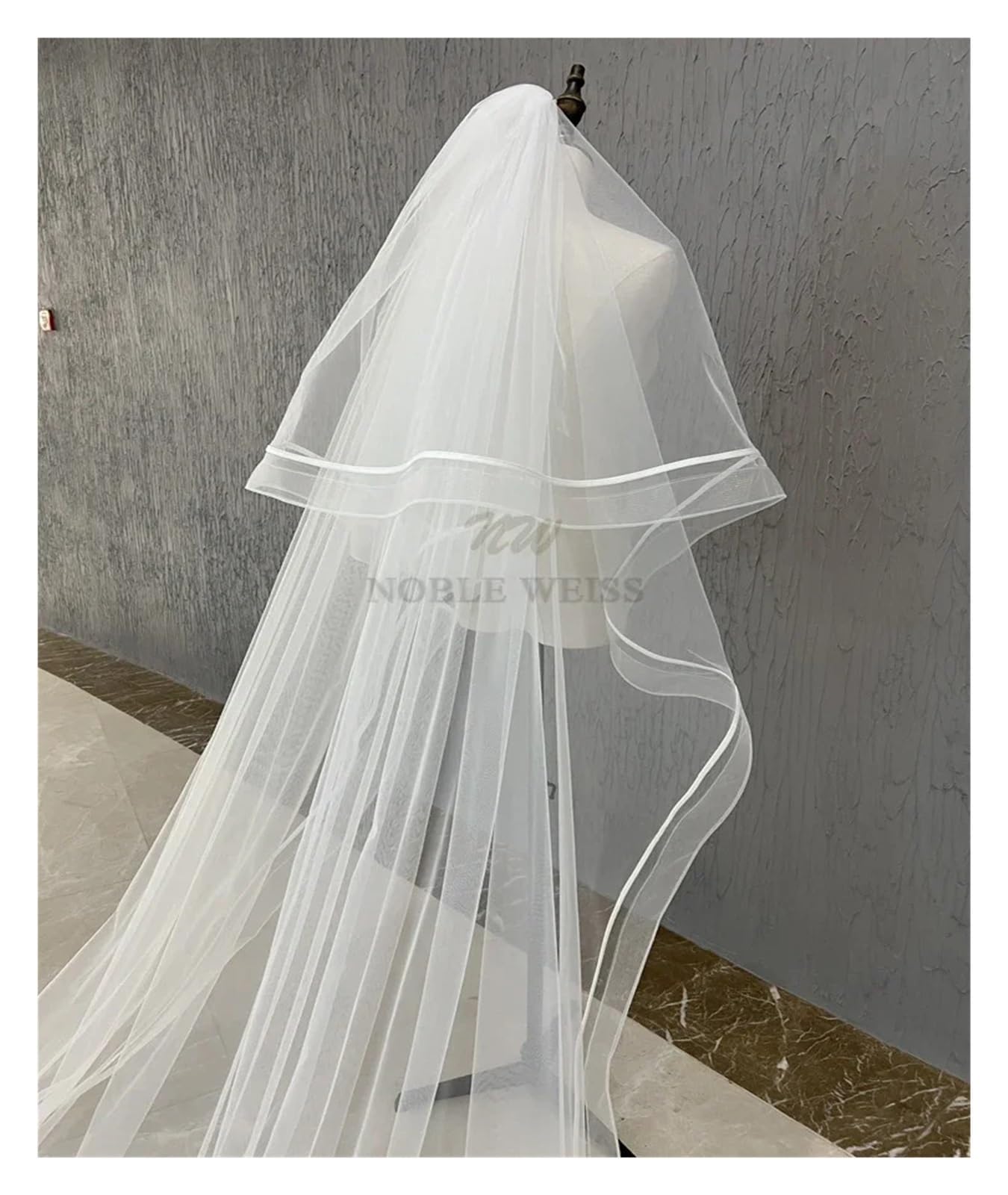 Lange Band-Hochzeitsschleier 2T Brautschleier(WHITE)