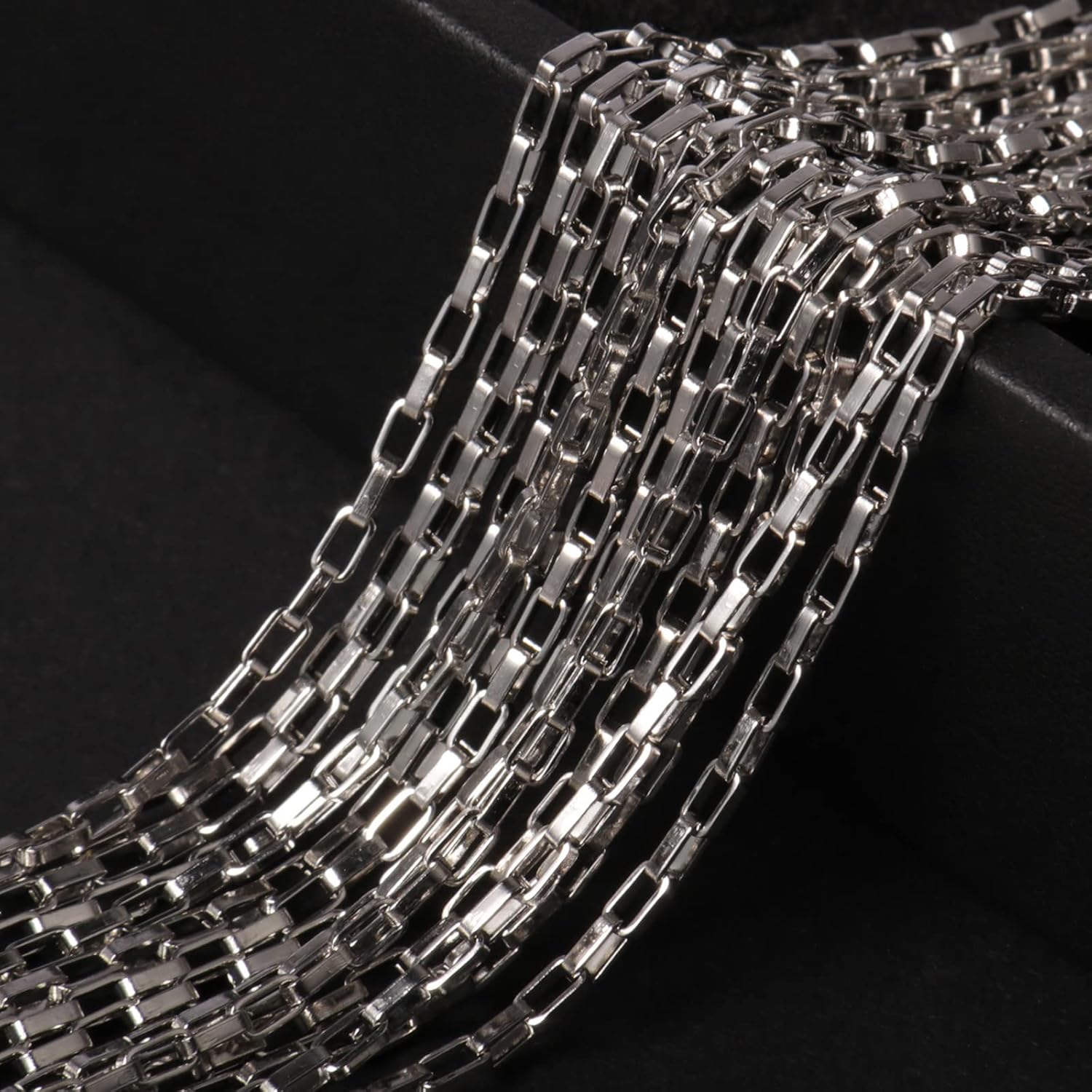 33 Feet Stainless Steel Box Chain Bulk, 2mm 304 Stainless Steel Chains