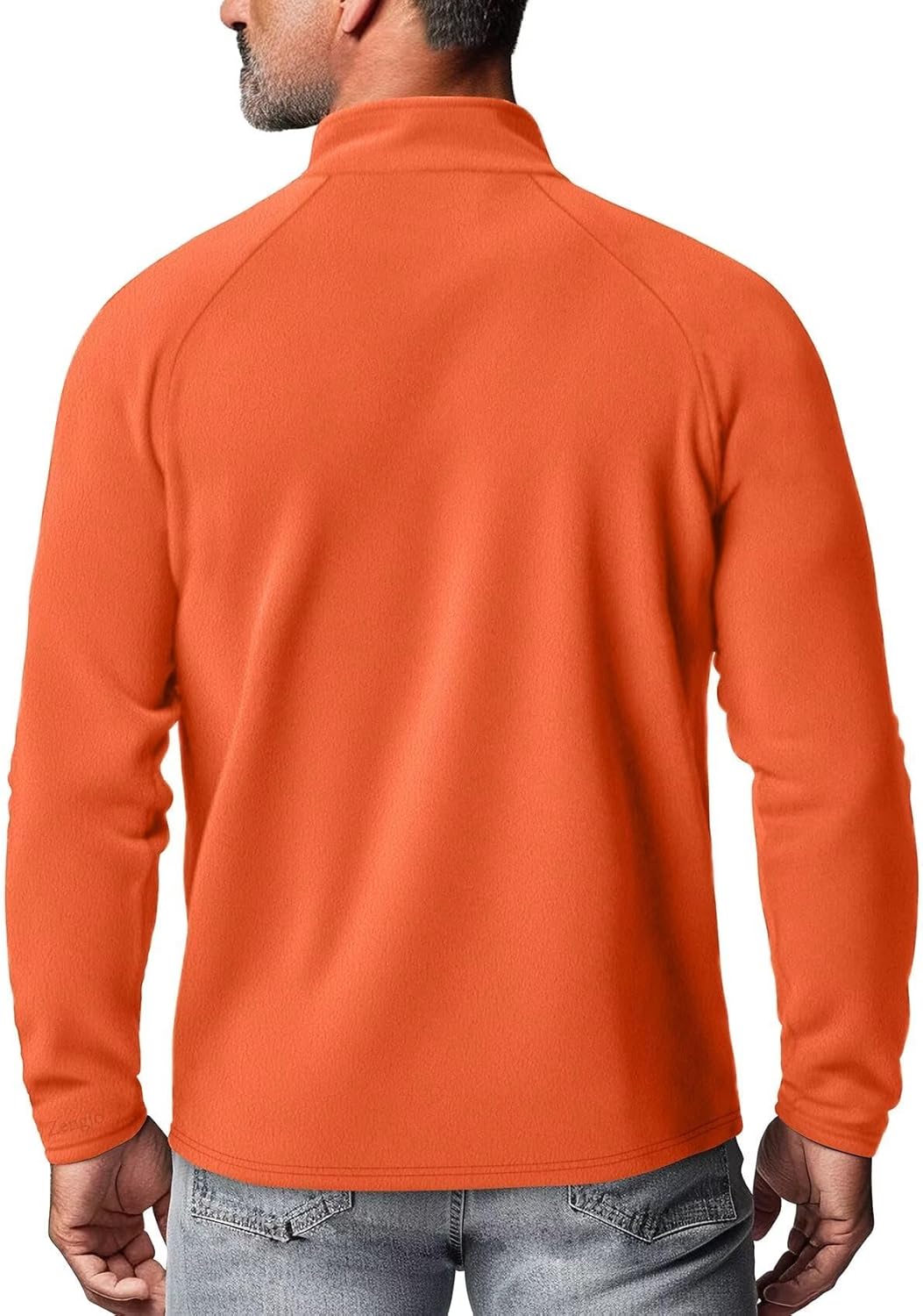 Zengjo Mens Quarter Zip Thin Fleece Pullover Shirt Lightweight 1/4-Zip Mock Neck Sweatshirt Thermal BaseLayer - Image 2