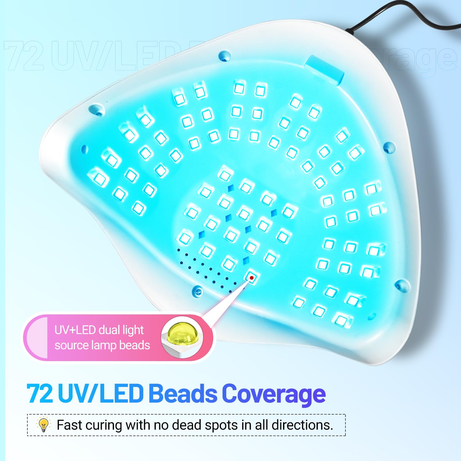 JODSONE X20 Lampada UV LED Unghie 320W professionale, Fornetto unghie 72 LED 4 Timer 10/30/60/99S, Sensore di Movimento Base Staccabile per Smalto Semipermanente e Gel UV